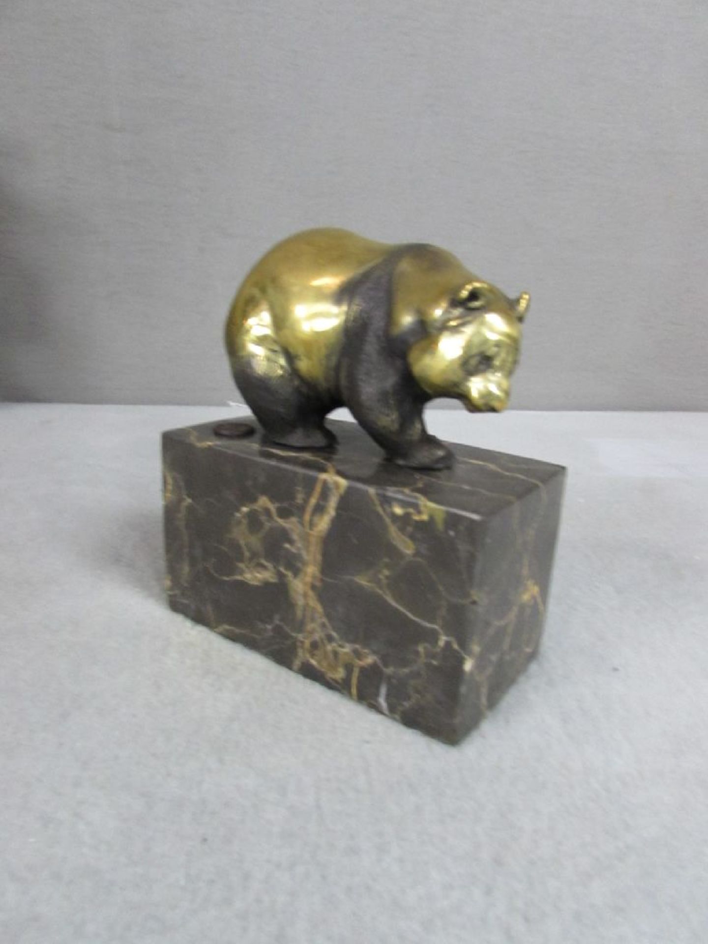 Bronzeskulptur poliert Pandabär ca 15cm hoch Plaketiert