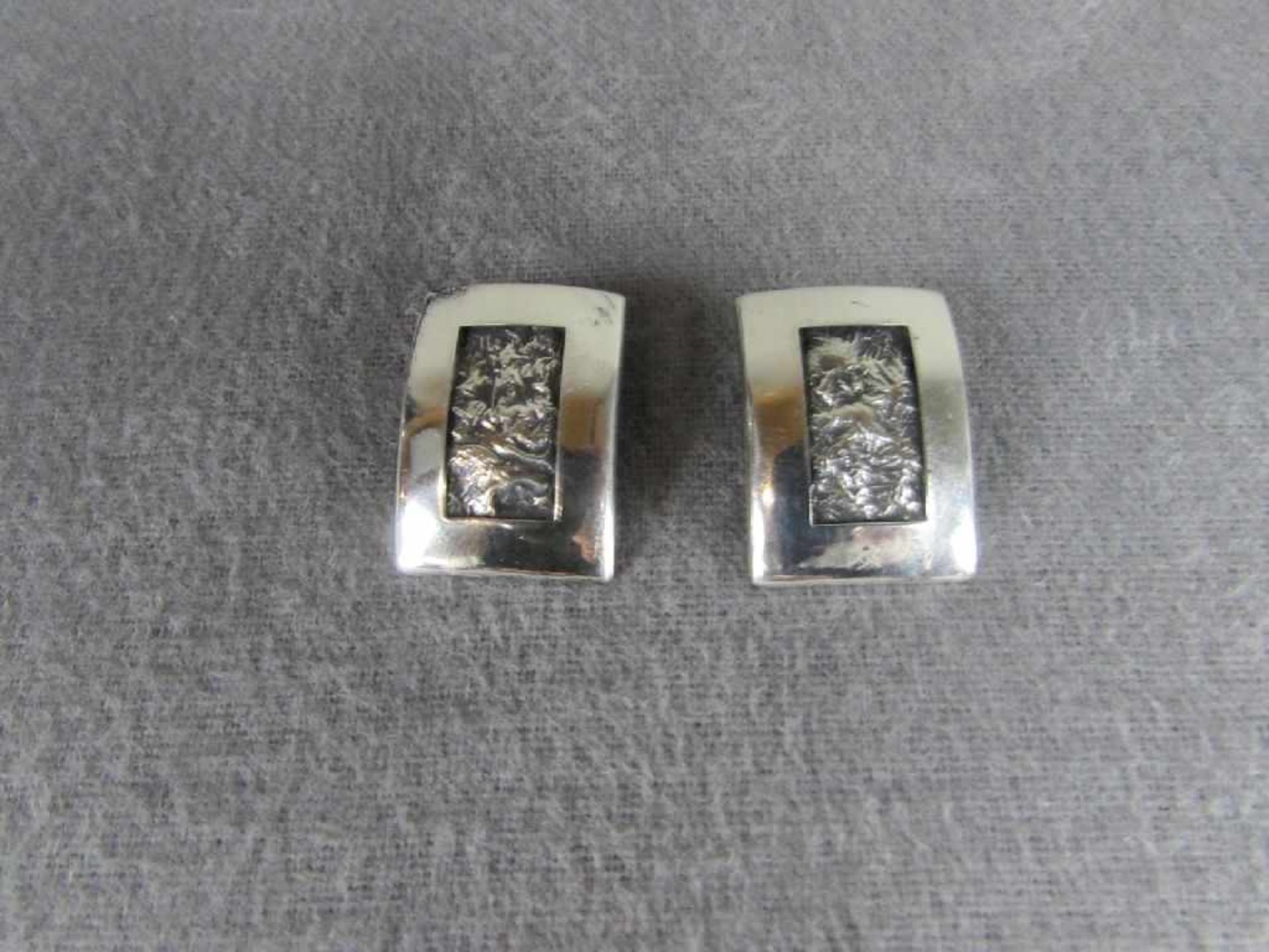 Paar Art Deco Damenohrringe Silber Klips 3x2cm