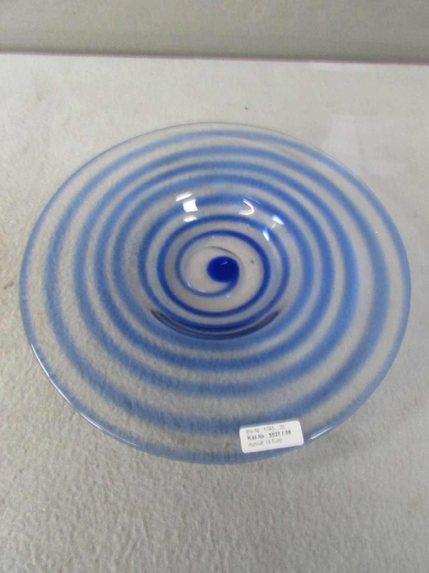 Designerschale Glas Klarblau 39cm Durchmesser