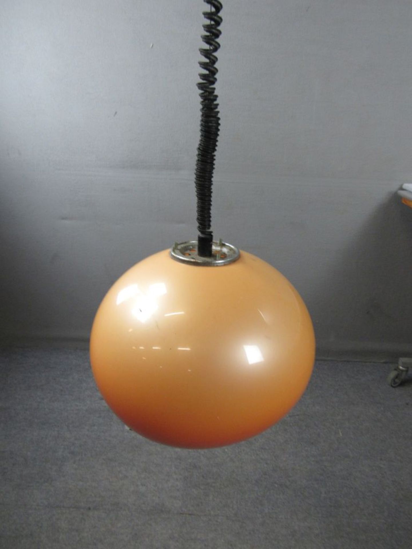 Deckenlampe Zugpendel Space Age 70er Jahre Orange Harvey Guzzini made in Italy Durchmesser ca.32cm - Bild 3 aus 3