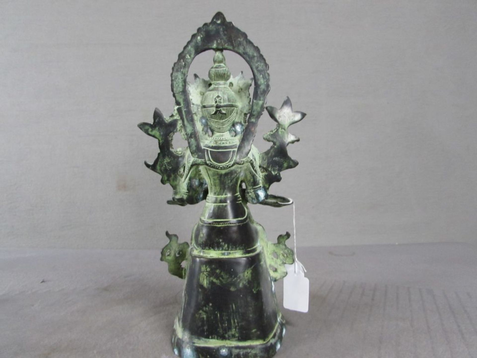 Bronzeskulptur Buddha stark patiniert schönes Stück ungeprüft hier: sitzend poliertes Gesicht - Bild 2 aus 3