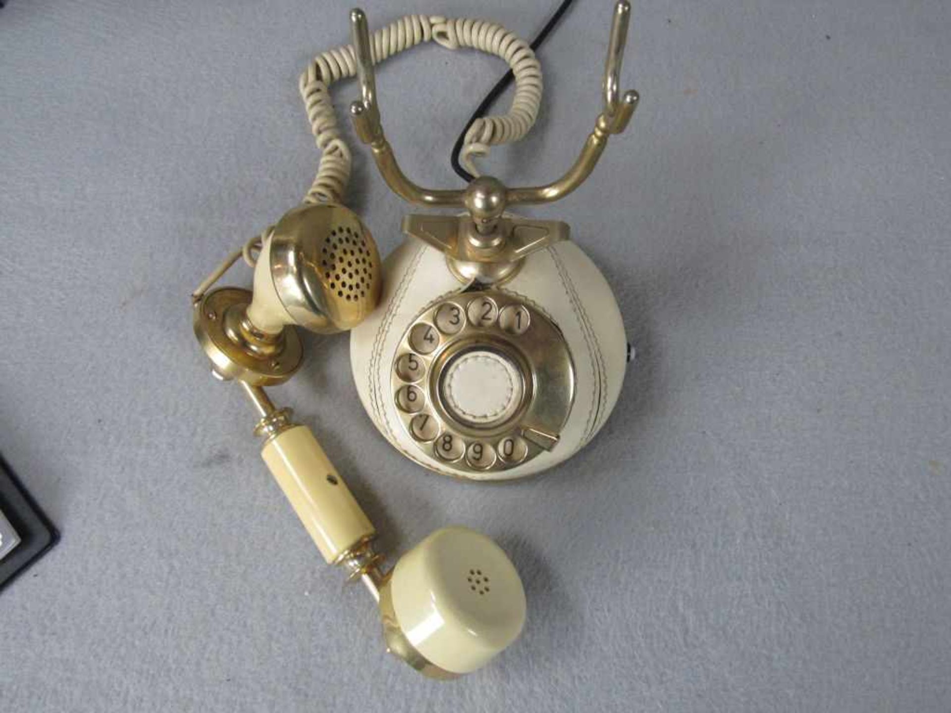 Space Age 70er Jahre Telefon vergoldet 18 Karat Lederbezogen - Bild 3 aus 3