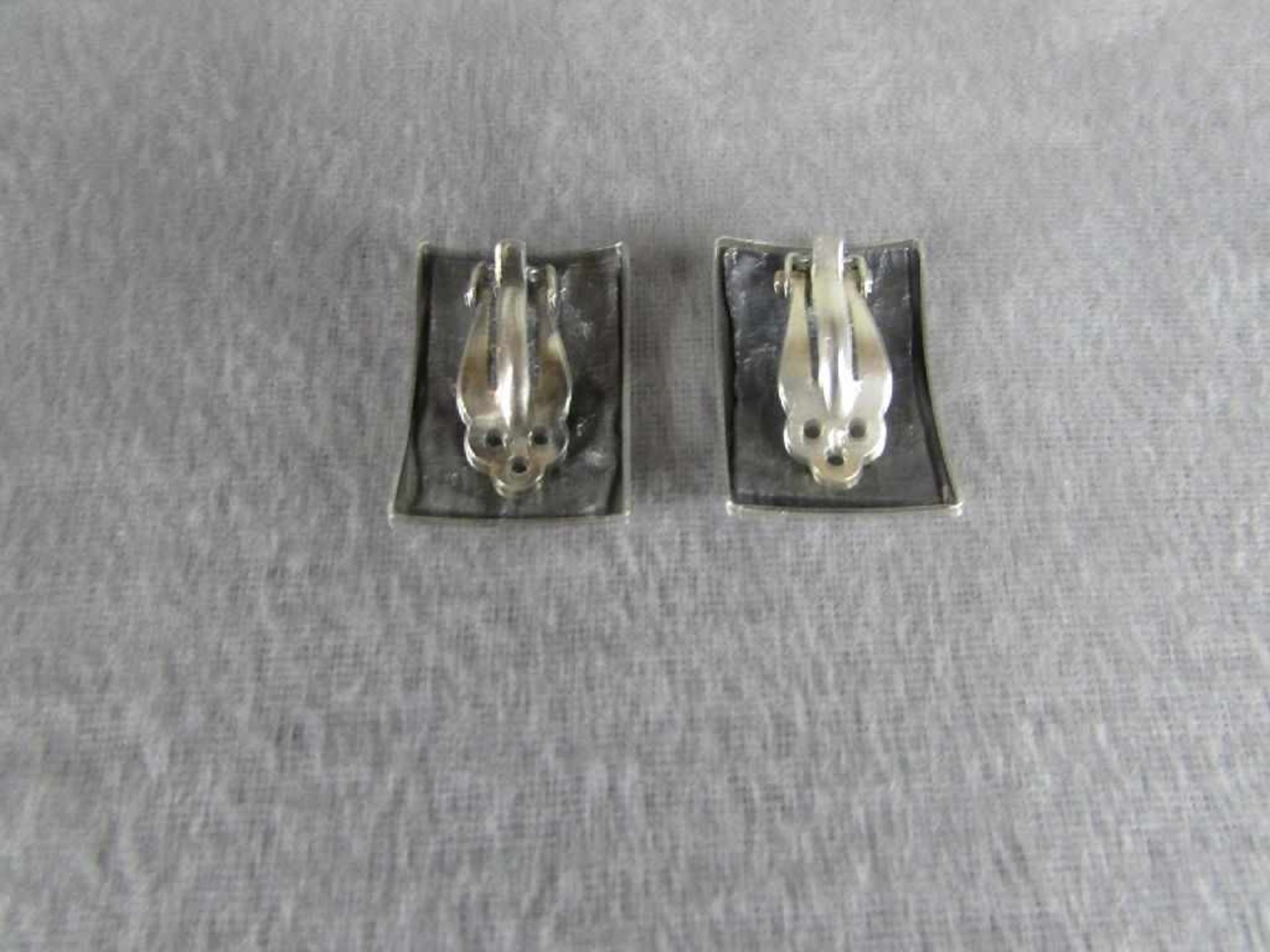 Paar Art Deco Damenohrringe Silber Klips 3x2cm - Bild 2 aus 2