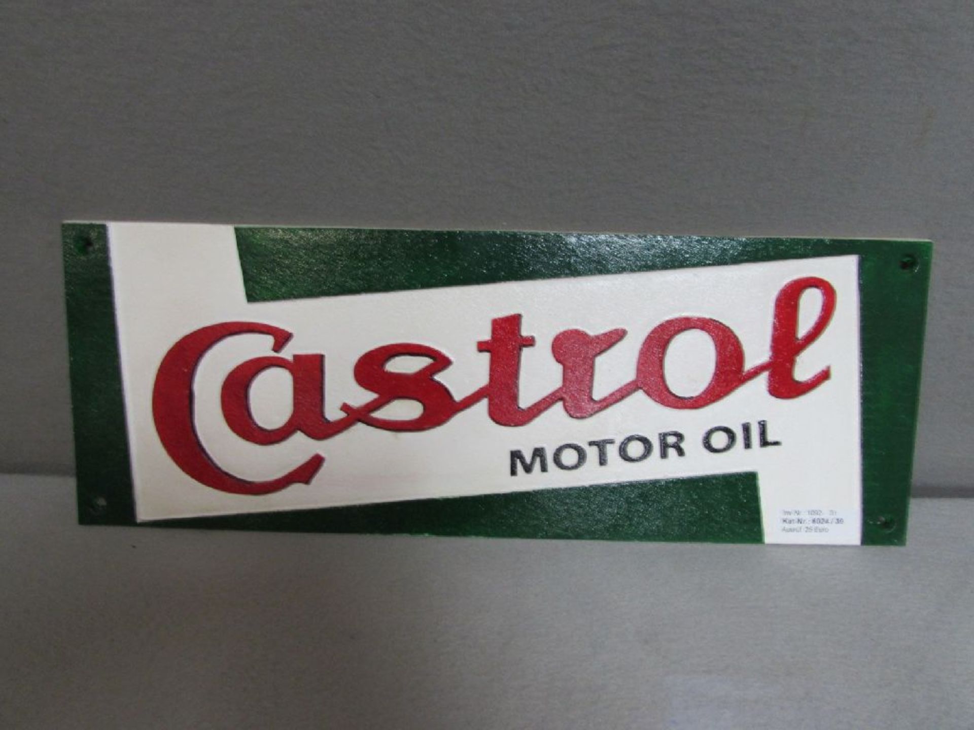 Reklameschild Gußeisen Castrol Motoröl 49x18 cm