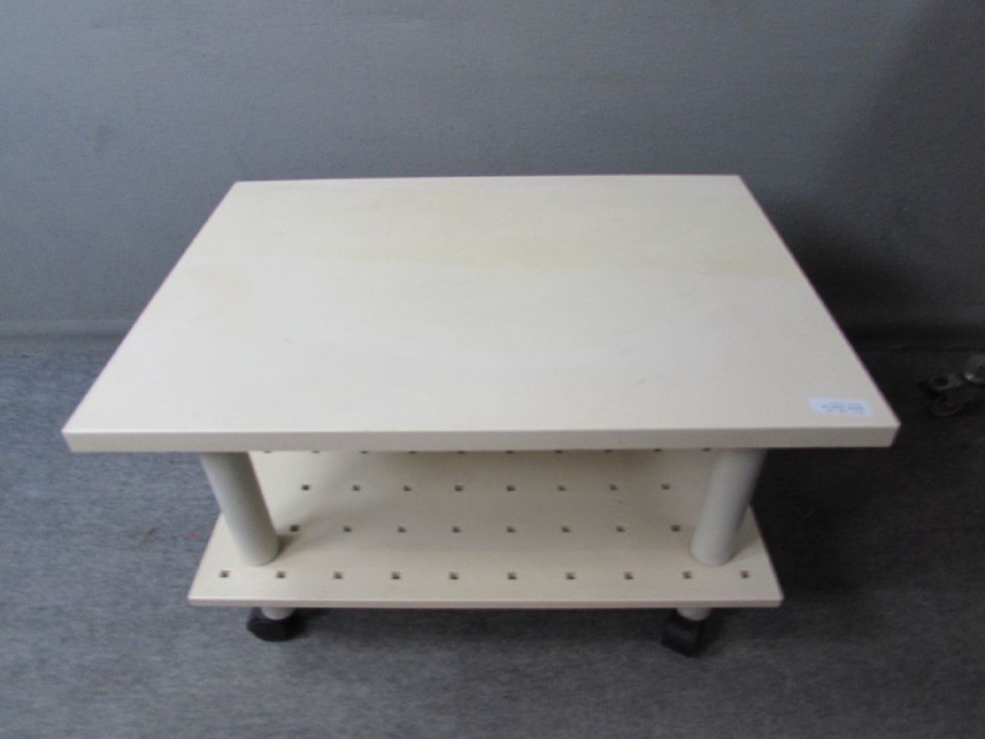 Designertisch rollbar zwei Böden Weiß ca.69x52,5cm