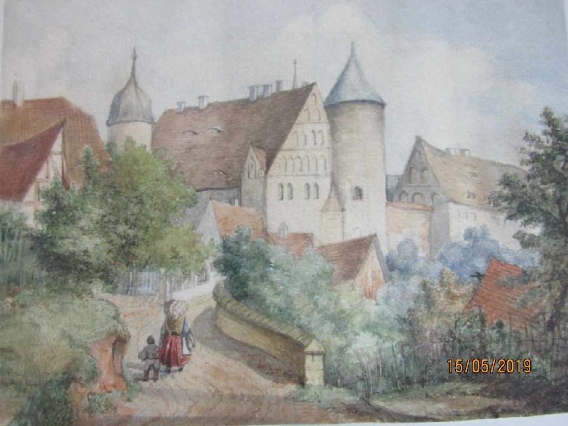 Zwei gerahmte Bilder Stadtansichtem wohl alte Aquarelle 27x21,5cm - Image 3 of 4