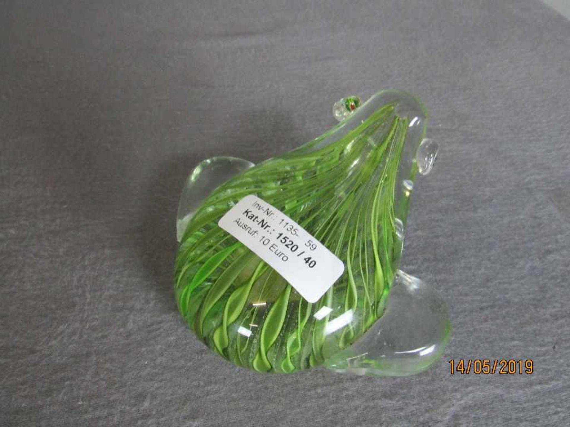 Glasskulptur Frosch klargrün 13cm lang