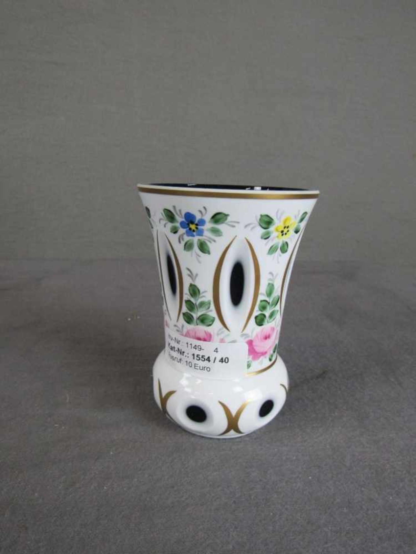Handbemalte Vase Glas mit Überfang 12cm hoch