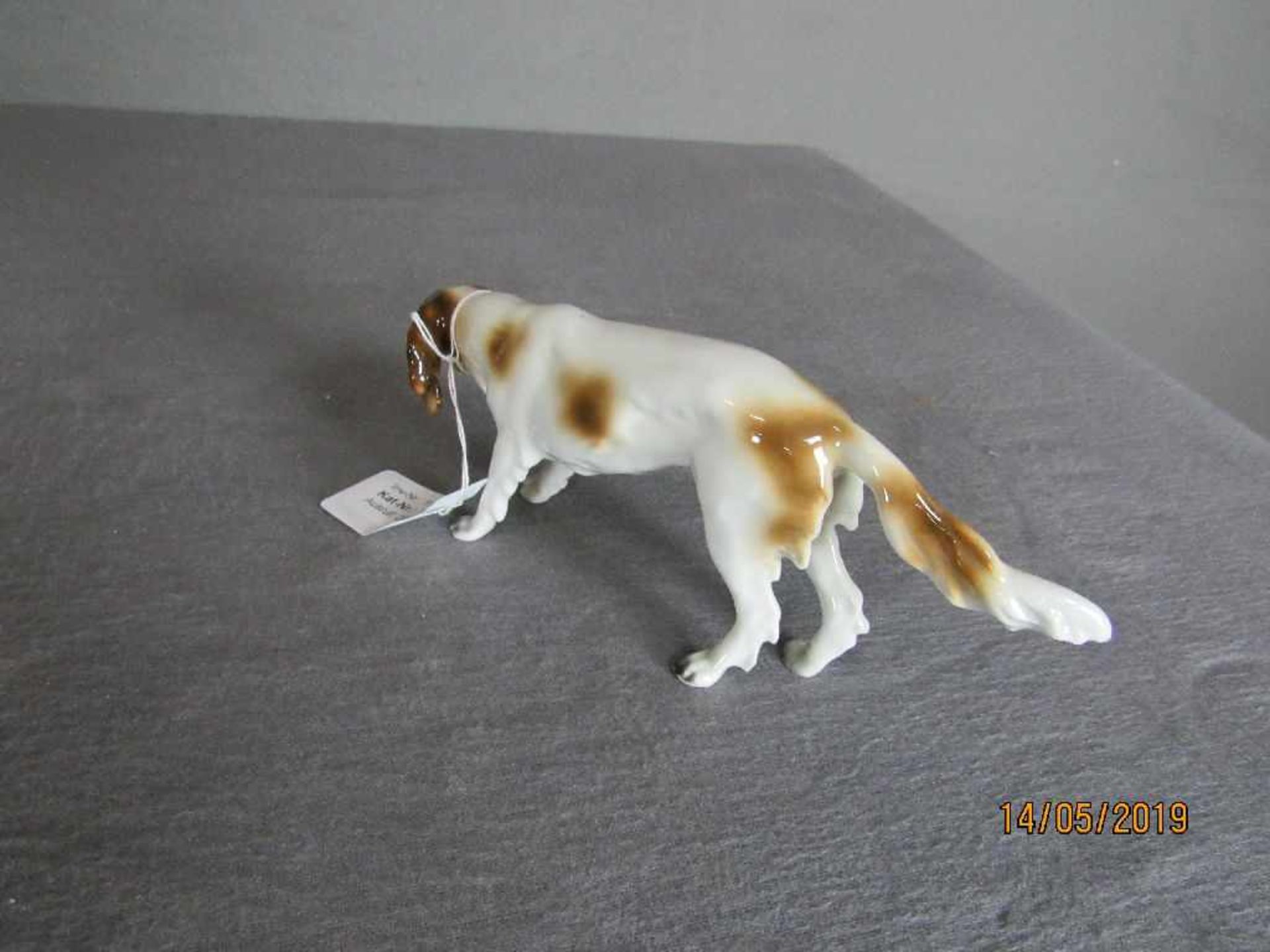 Porzellanfigur Jagdhund gemarkt 21,5cm lang - Bild 3 aus 3