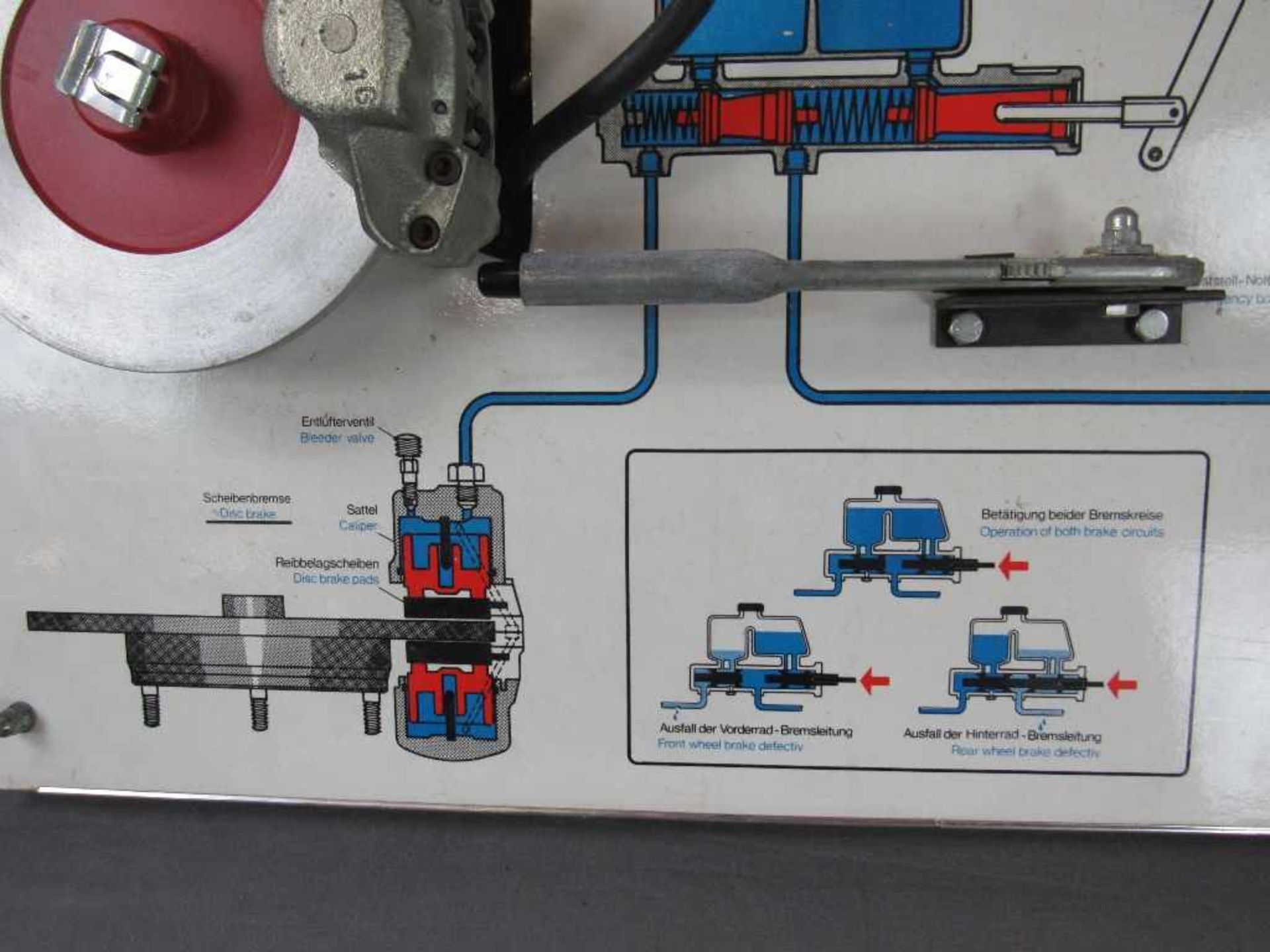 Fahrschulmodellwand Bremsanlage hydraulisch Zweikreissystem Werner Degener 90x70cm - Bild 3 aus 6