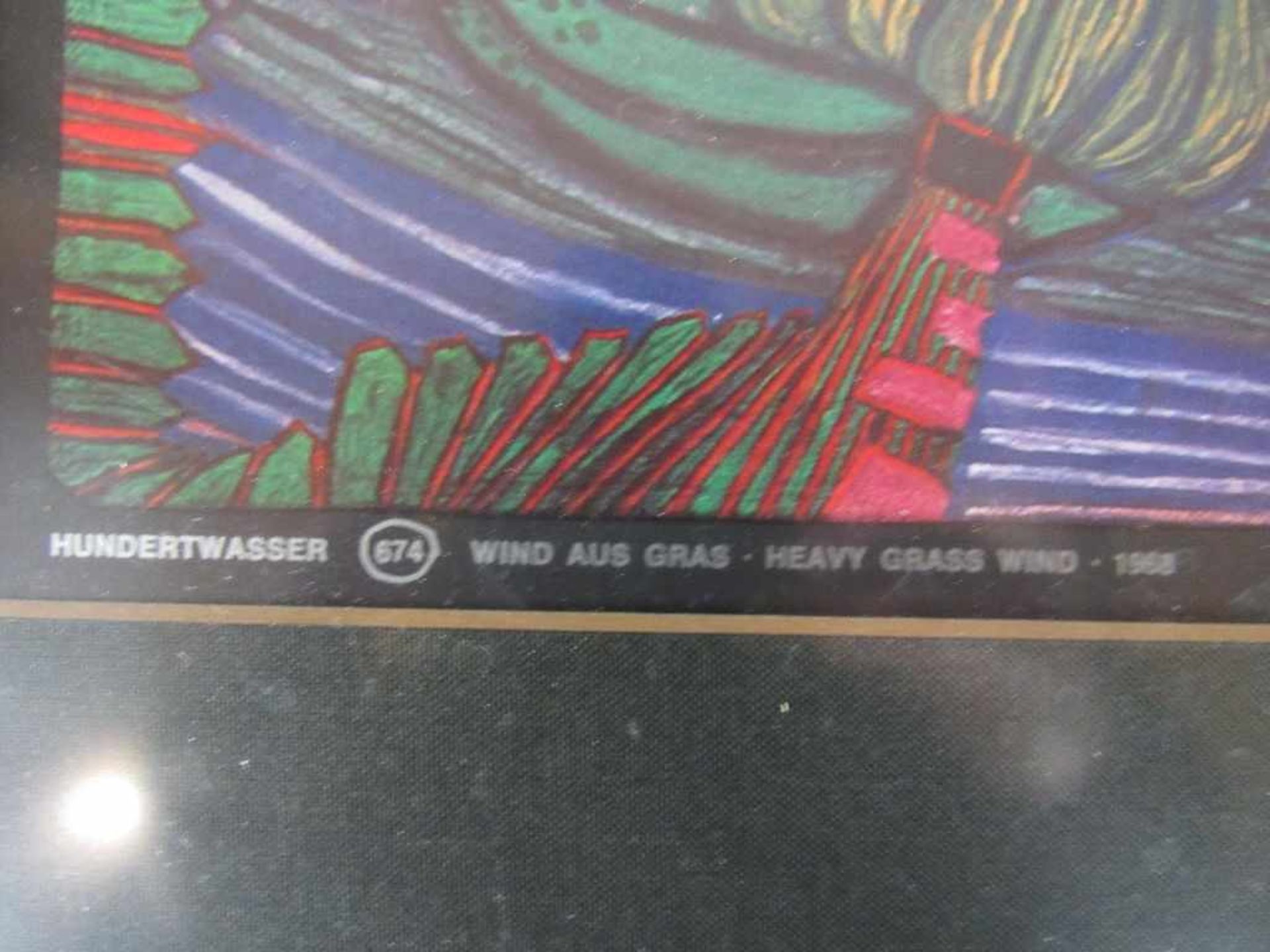 Grafik gerahmt Hundertwasser 1987 Kunstdruck Wind aus Gras 70x63cm - Bild 3 aus 4