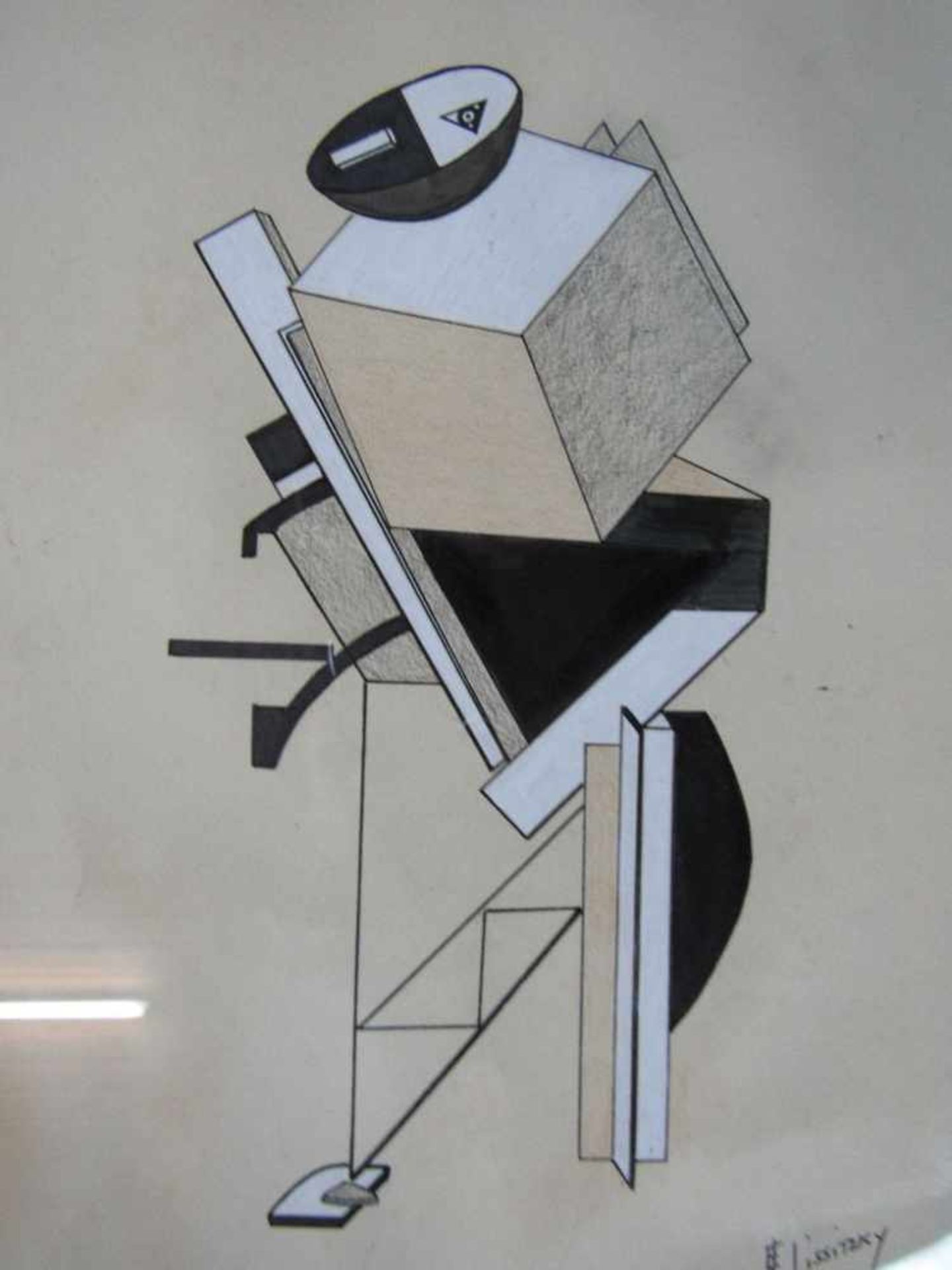 Zeichnung bezeichnet Lissitzky 39x33cm