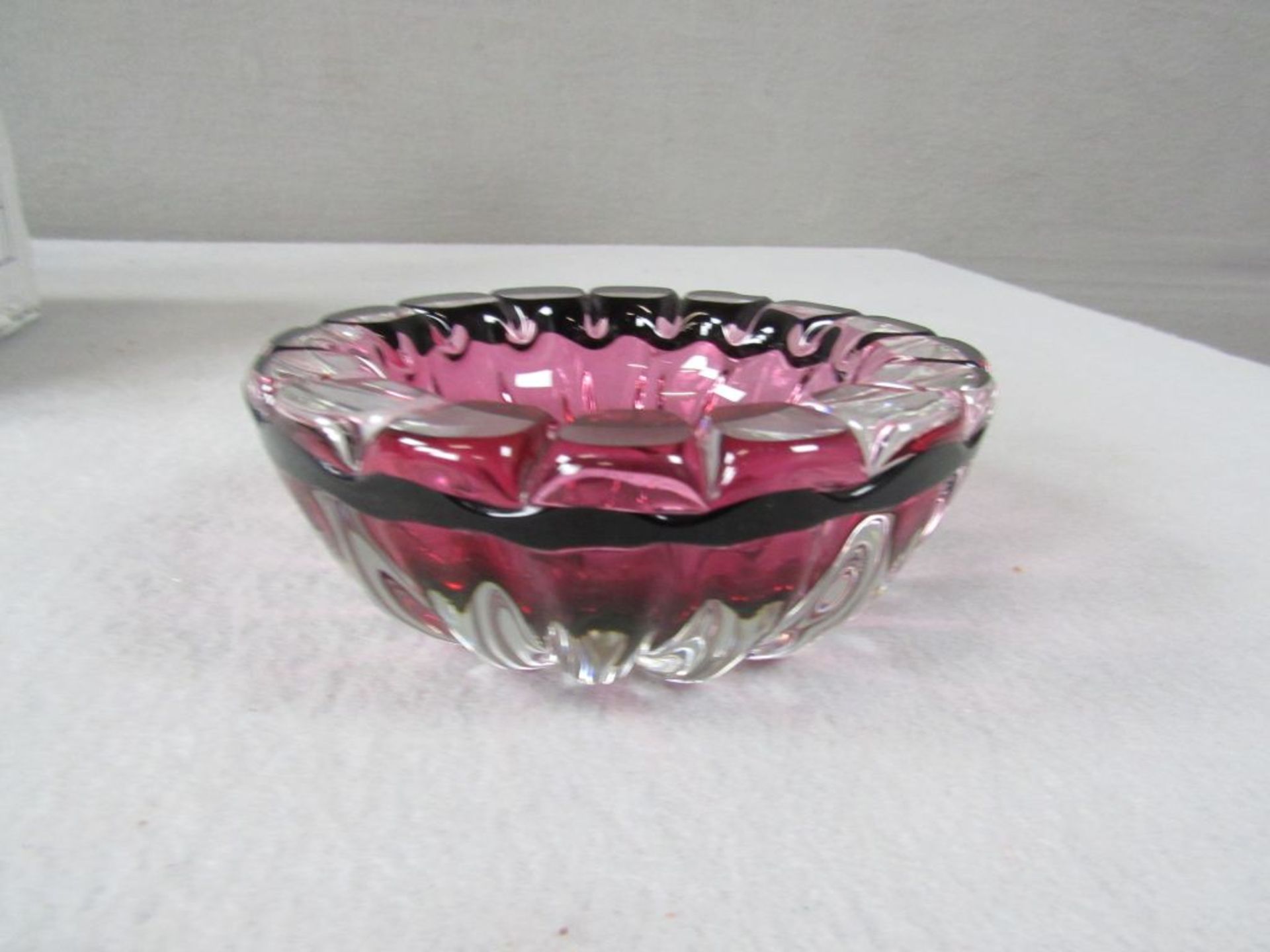 Designerschale Rose und Klarglas signiert Murano und V. Noson o.ä. Durchmesser 15cm - Image 3 of 3