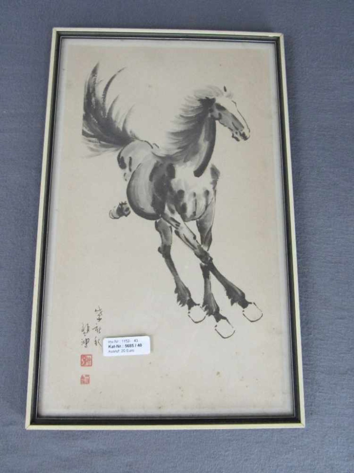 Tuschezeichnung China signiert und gestempelt 29x46cm - Bild 2 aus 4