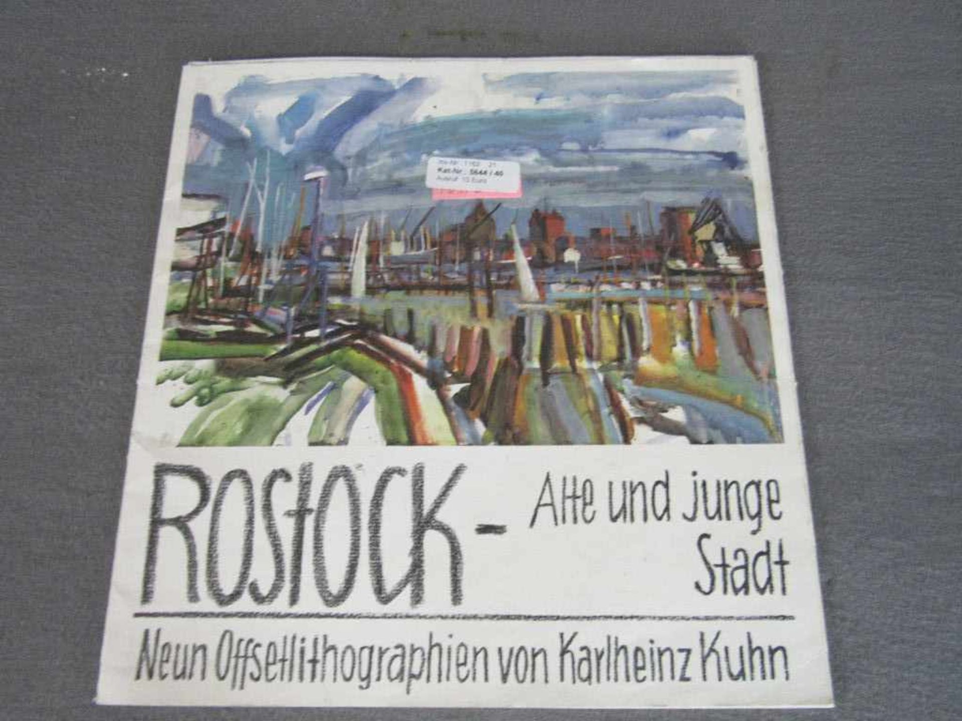 Kuhn, Karl Heinz (1930-2001) Mappe mit 9 Offsetlithographien zu Rostock.
