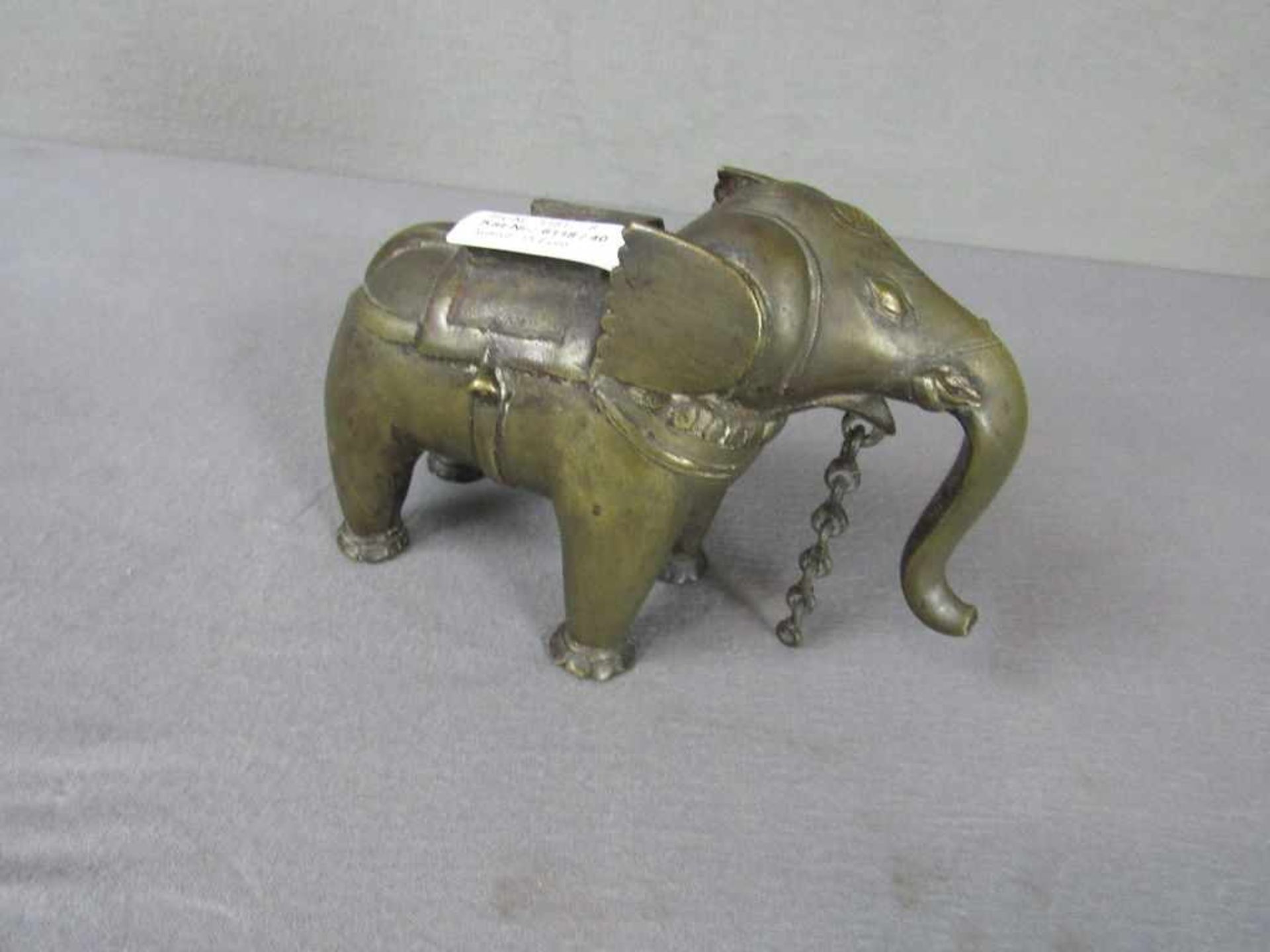 Bronzeskulptur indischer Elefant 20cm lang