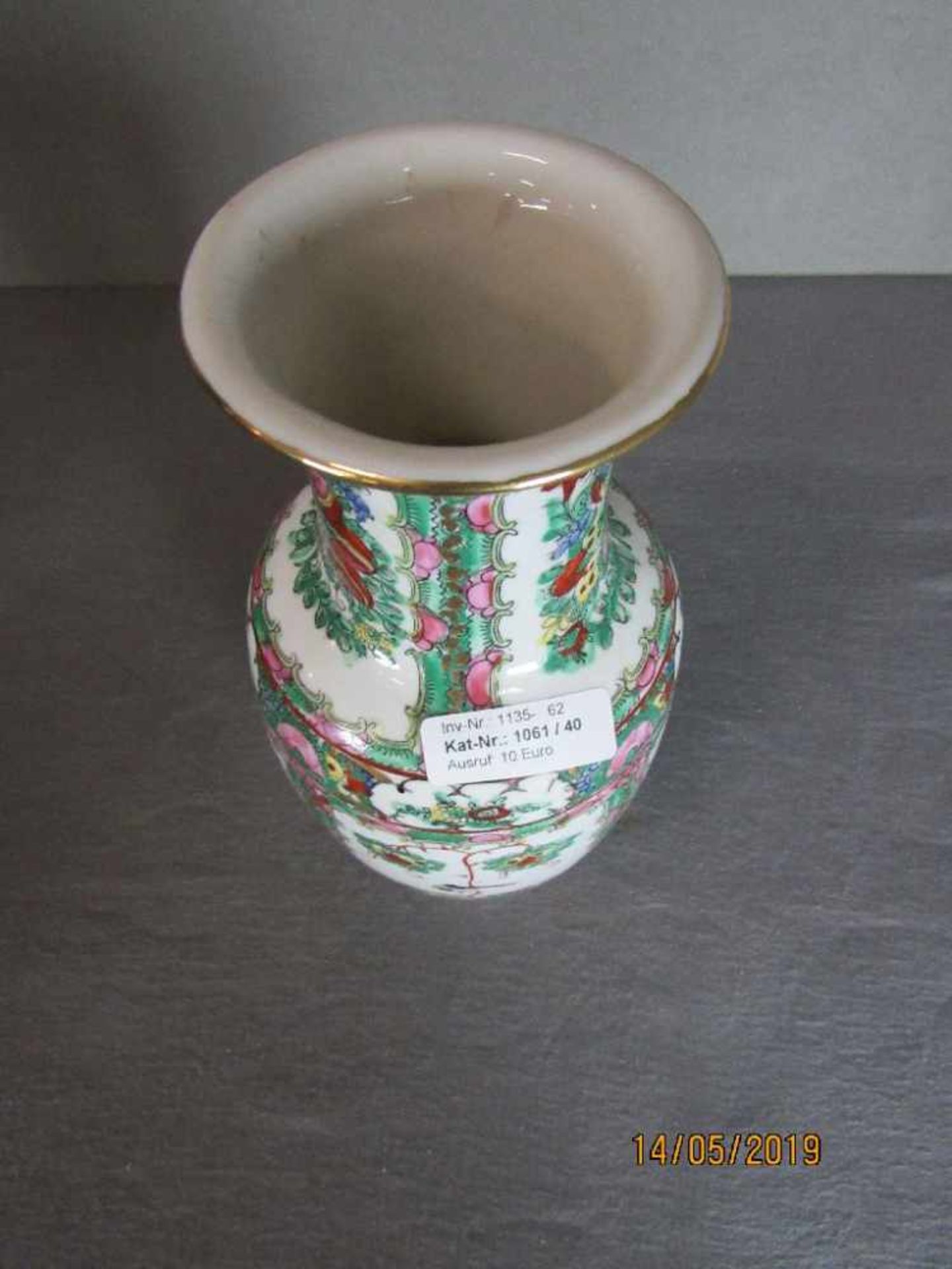 Asiatische Blumenvase am Boden gemarkt wohl Japan 31cm hoch - Bild 3 aus 3