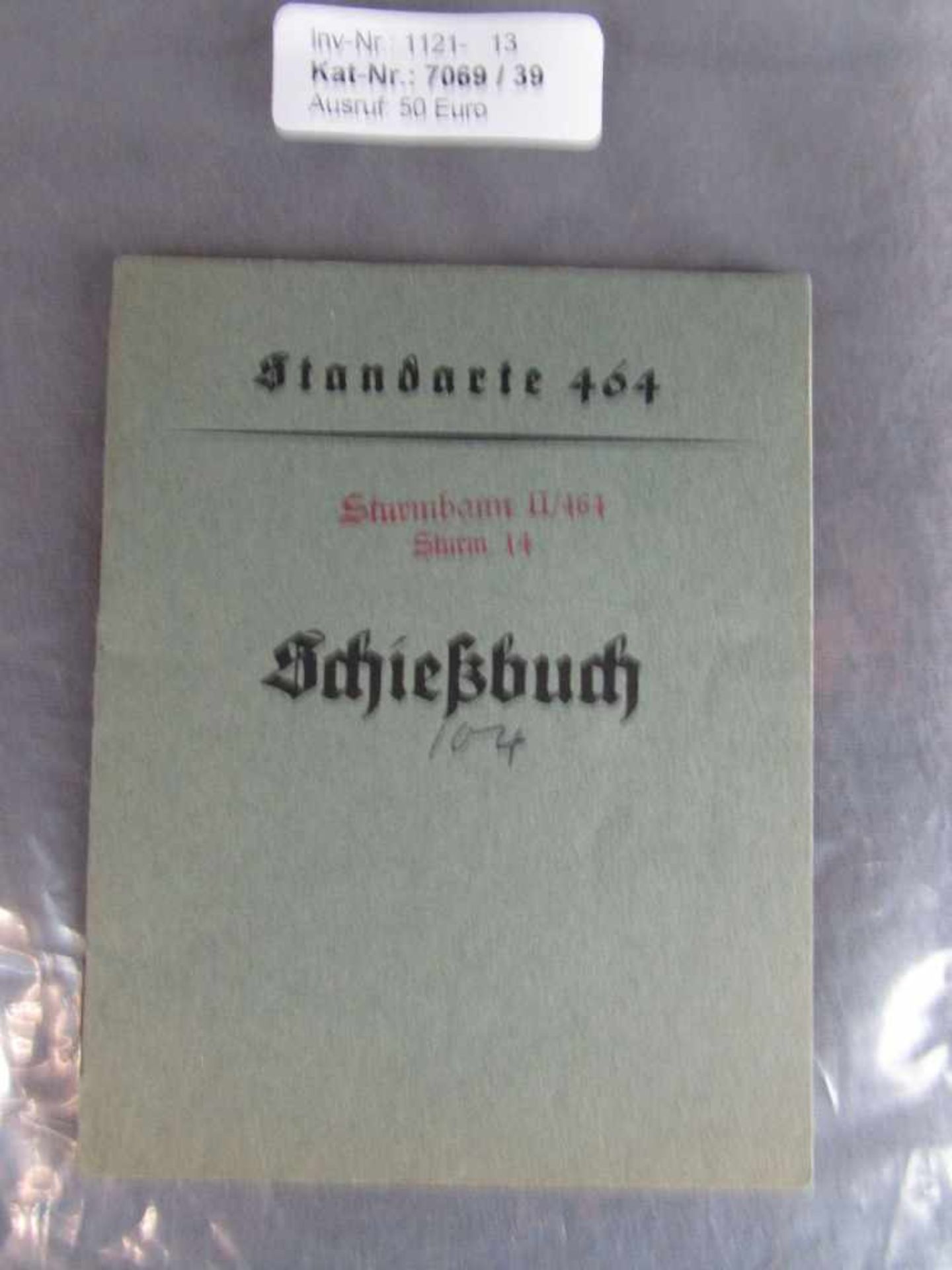 Schießbuch, Standorte 464, Eintragungen Sturmbann 2/464, Sturm 14, original 2. Wk, 3. Reich