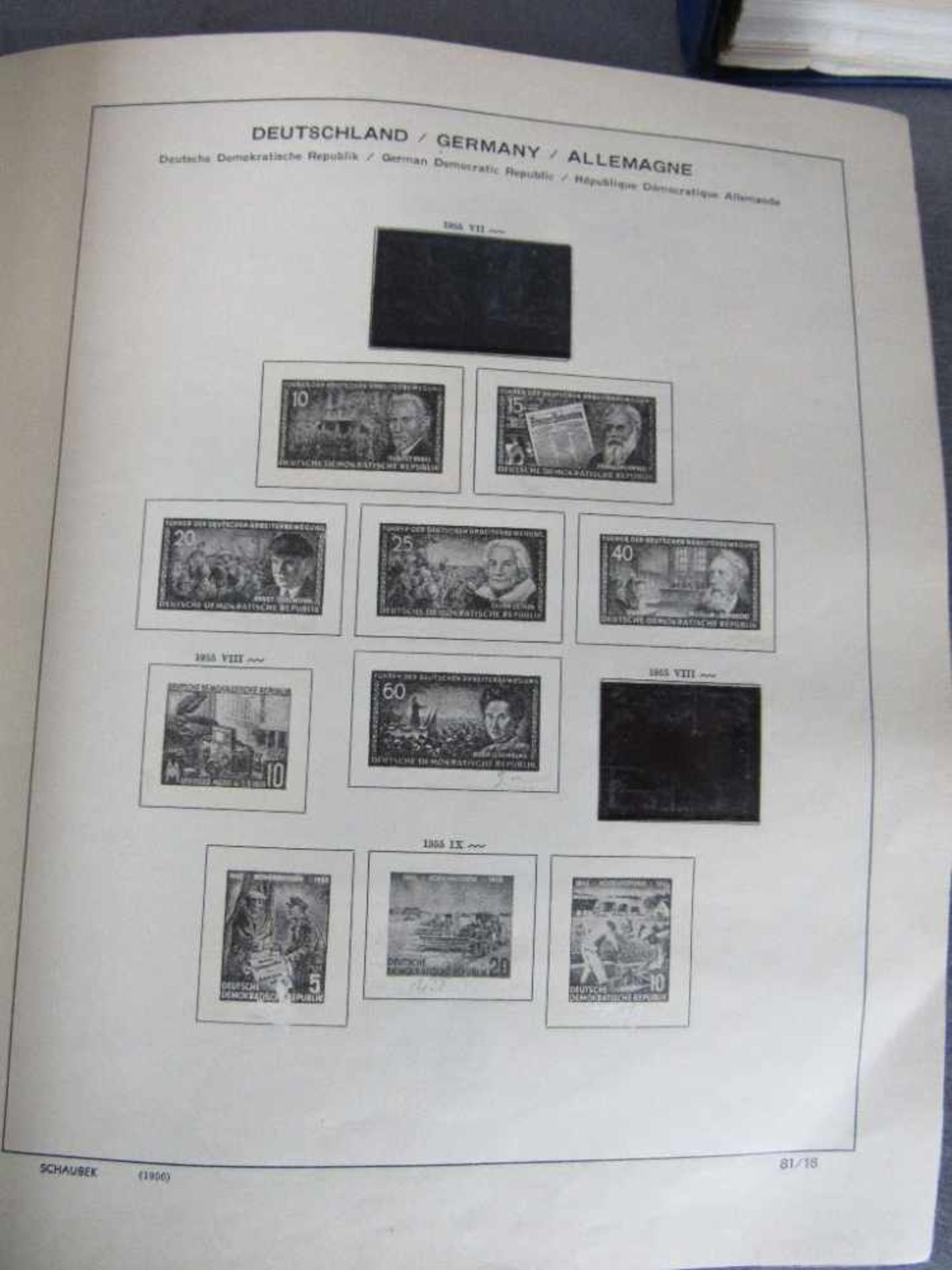 Konvolut Briefmarken 6 Vordruckalben DDR 1955-1990 neu und gestempelt - Bild 14 aus 18