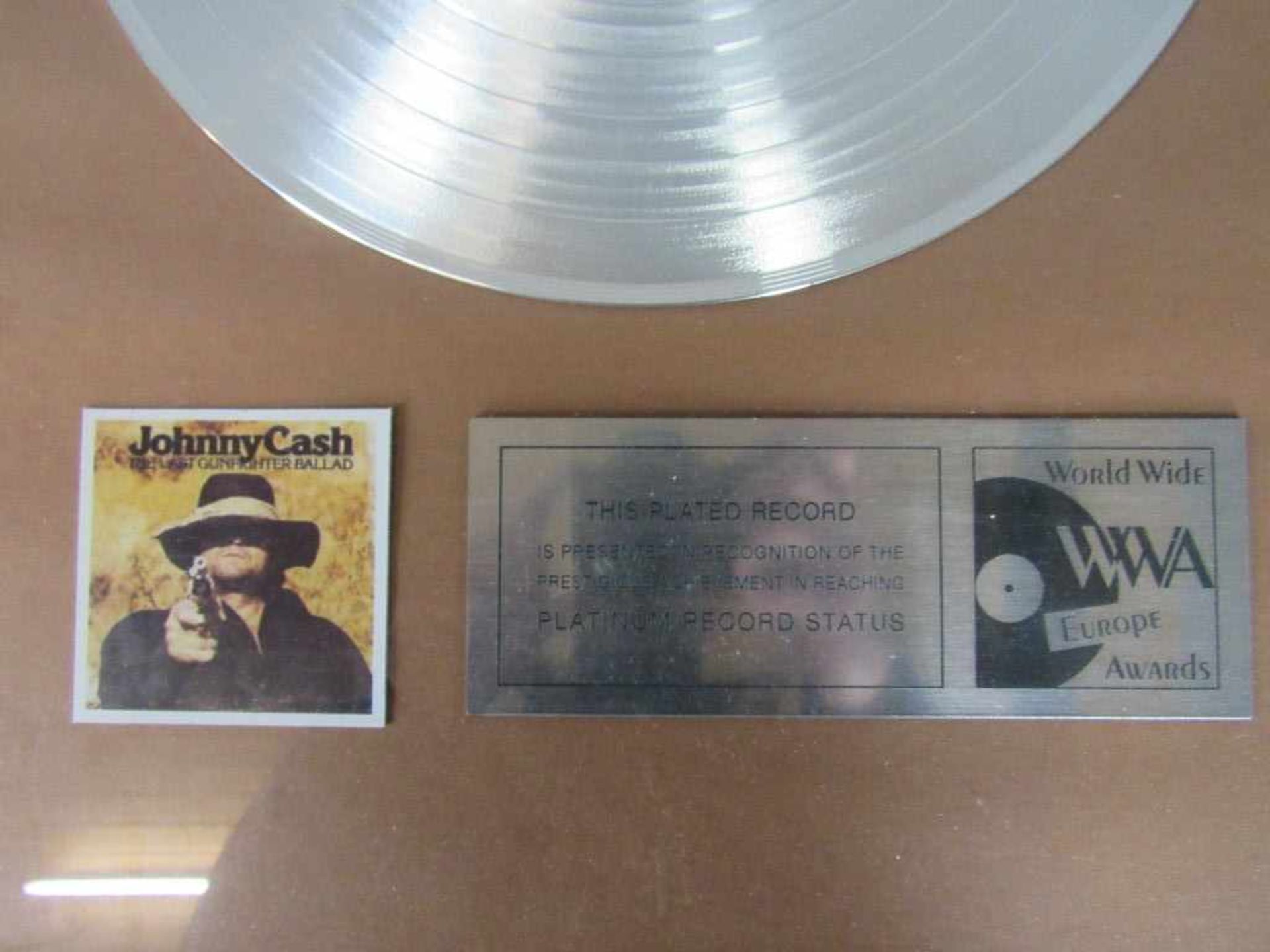 Platinium Record Jonny Cash Platin Schallplatte 43x53cm - Bild 2 aus 3