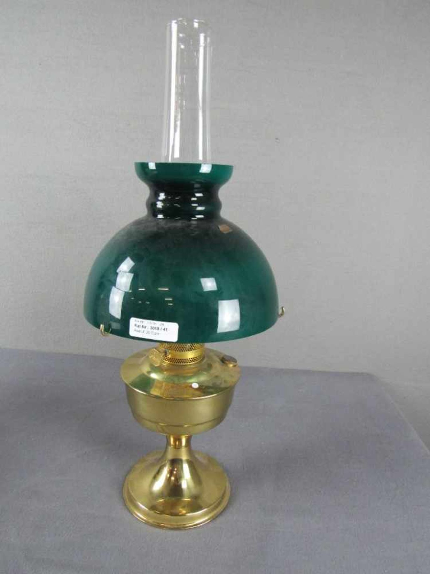 Schöne Petroleumlampe petrolfarbener Schirm 60cm hoch