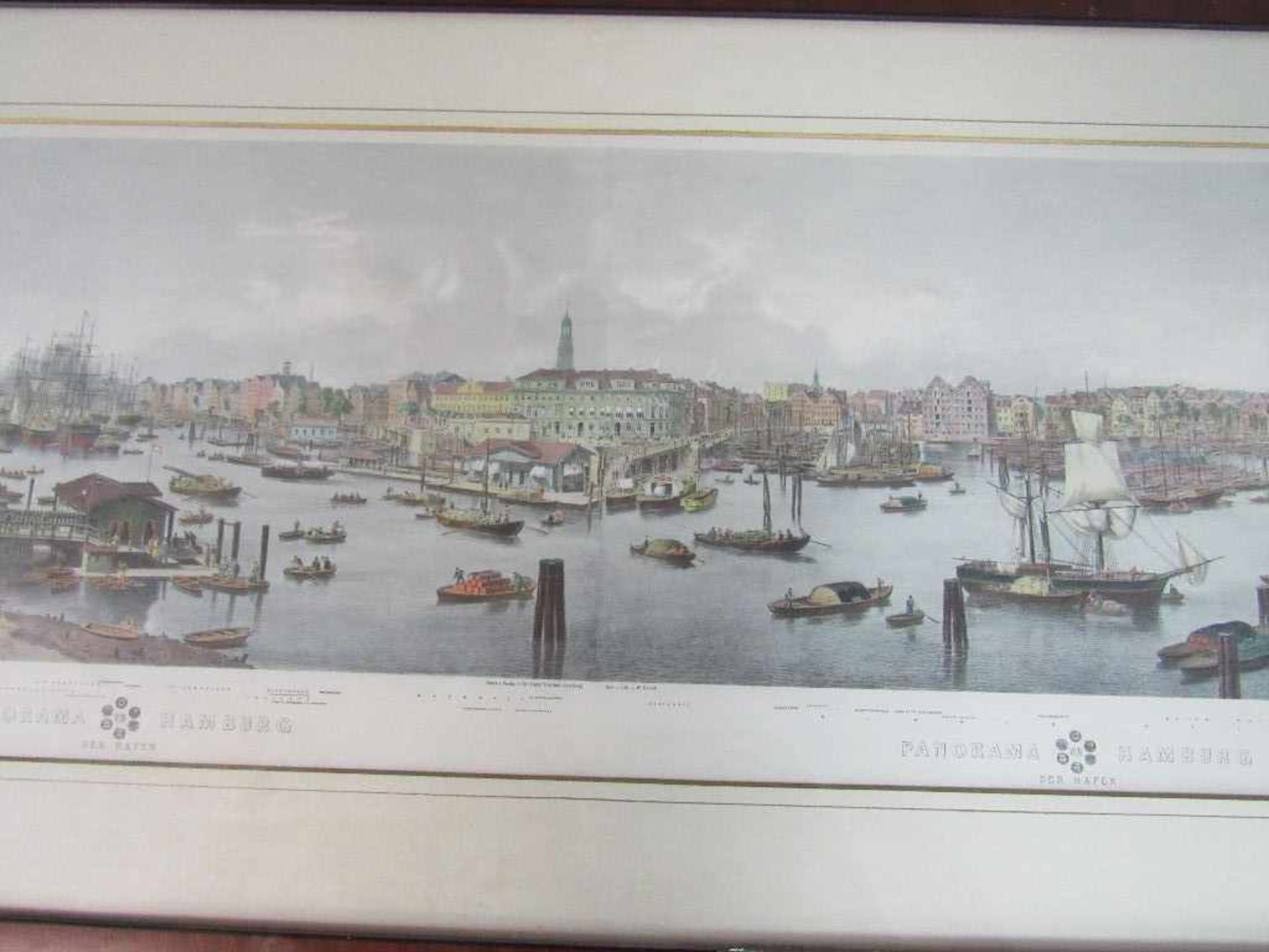 Grafik Panorama der Hamburger Hafen um 1900 95x45 - Bild 2 aus 4