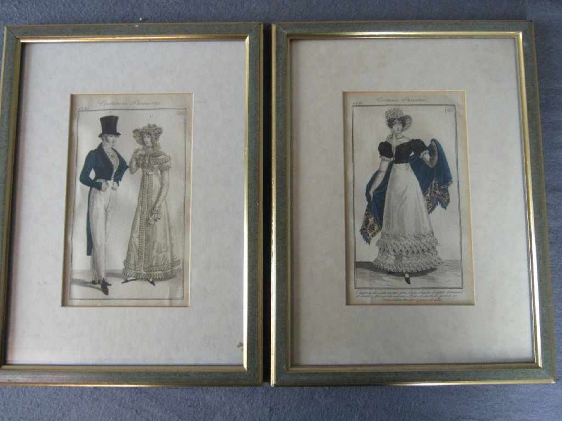 Konvolut von 6 gerahmten antiken Grafiken, Mode, 1820 - Bild 2 aus 4