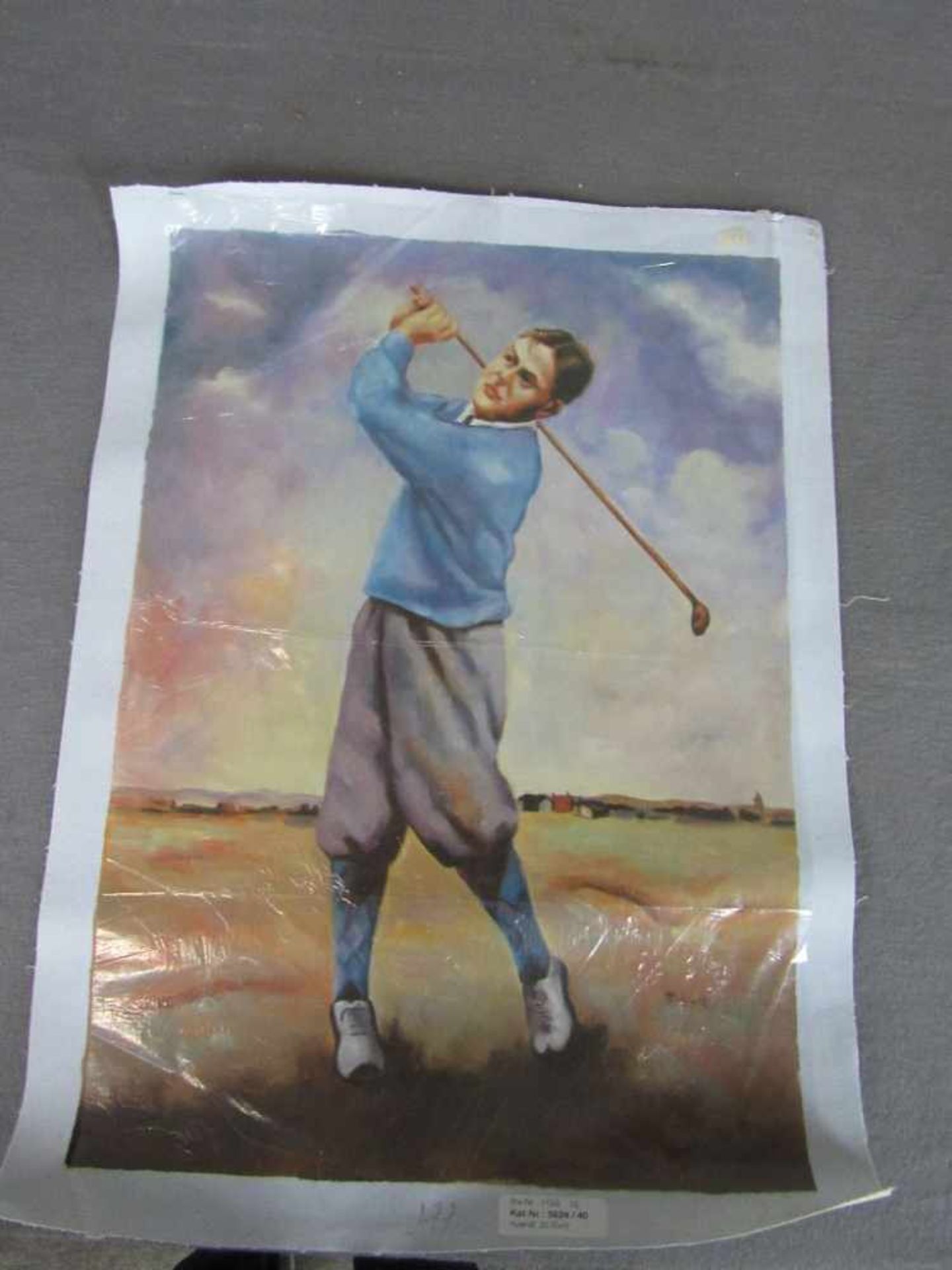 Ölbild Golferei Golfspieler auf Leinwand ca.57x41cm