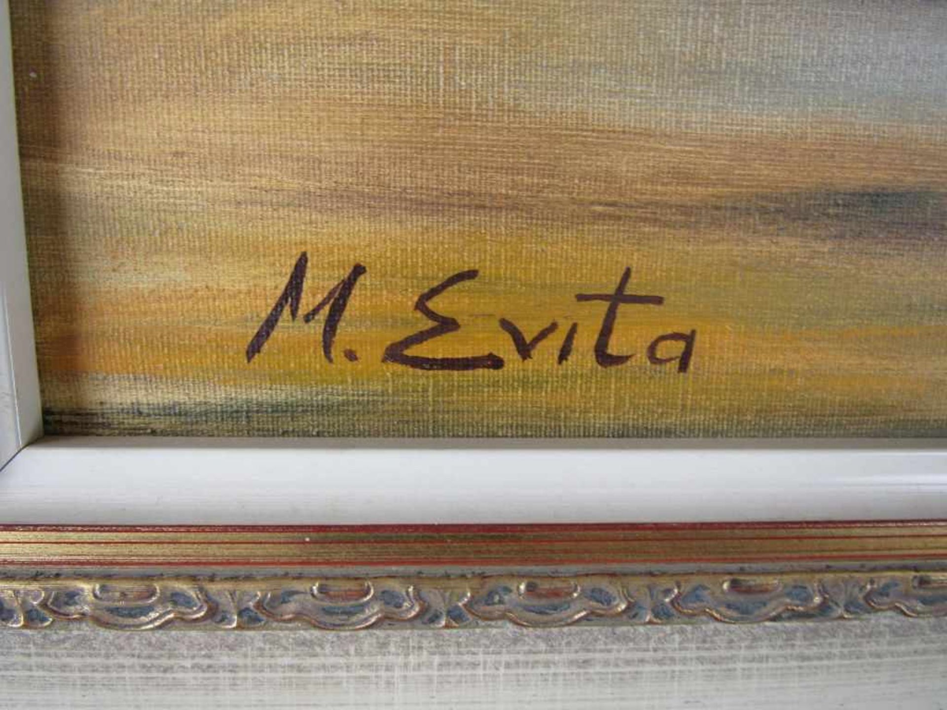 Ölgemälde Öl auf Leinwand Sonnenblumen signiert Evita 62x76cm - Image 3 of 4