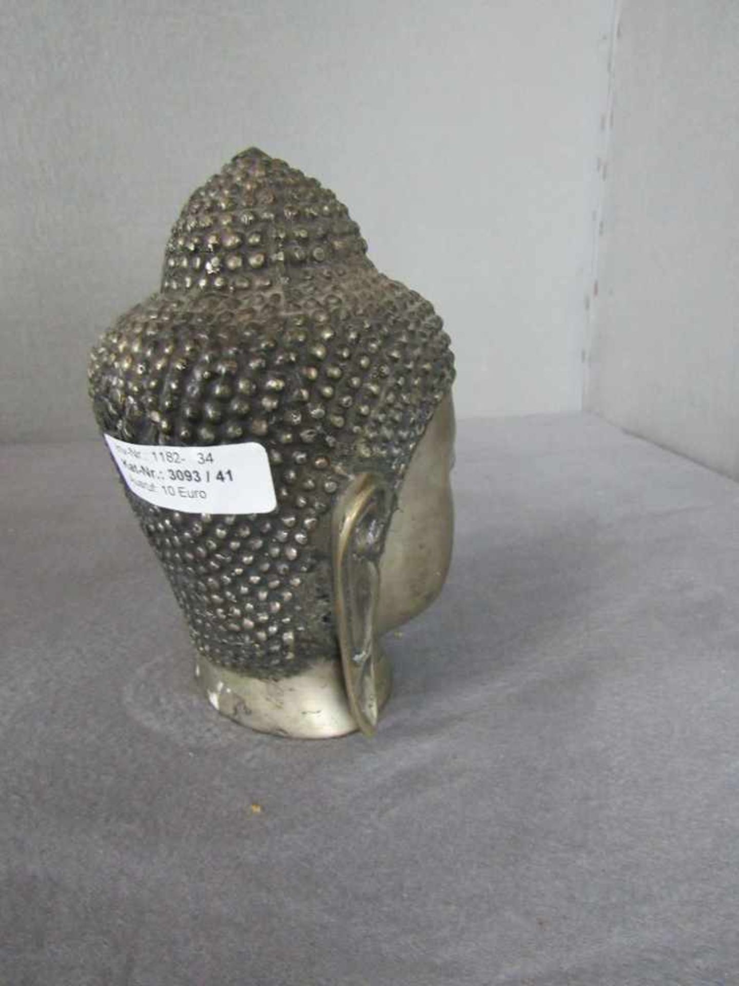 Buddhastatue, Kopf, Metallgusss, 17cm hoch - Bild 2 aus 2