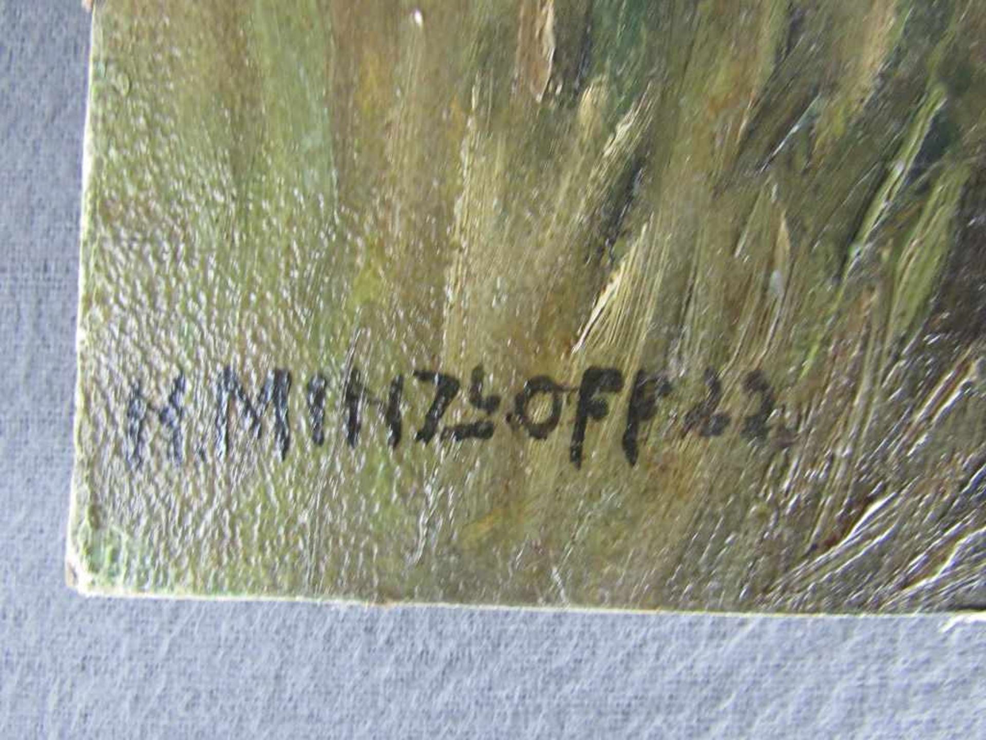Ölgemälde Öl auf Pappe signiert Minzloff 1922 52x61cm - Bild 2 aus 3