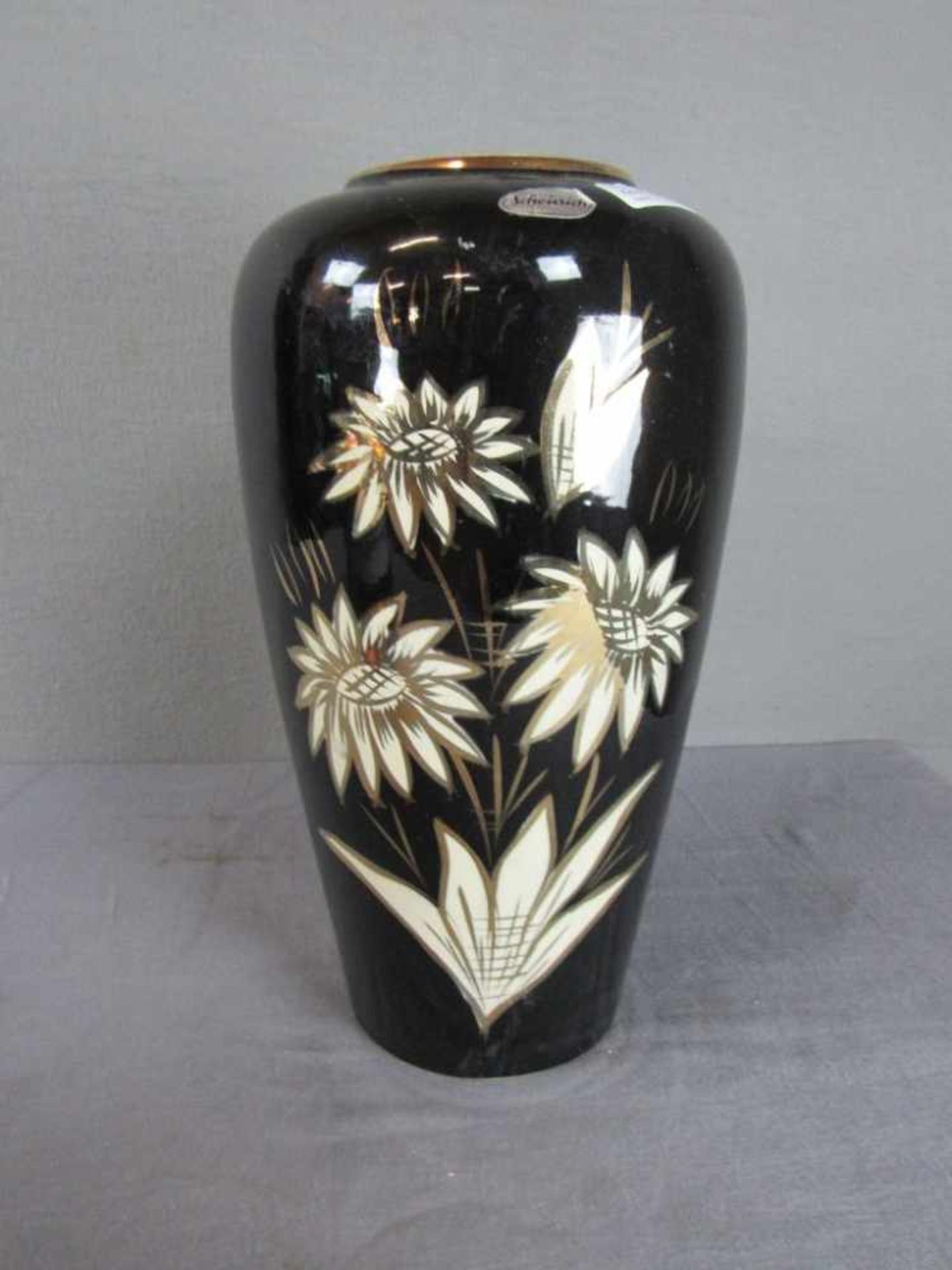 Große Bodenvase schwarz Scheurich 60er Jahre 38cm hoch - Image 4 of 4