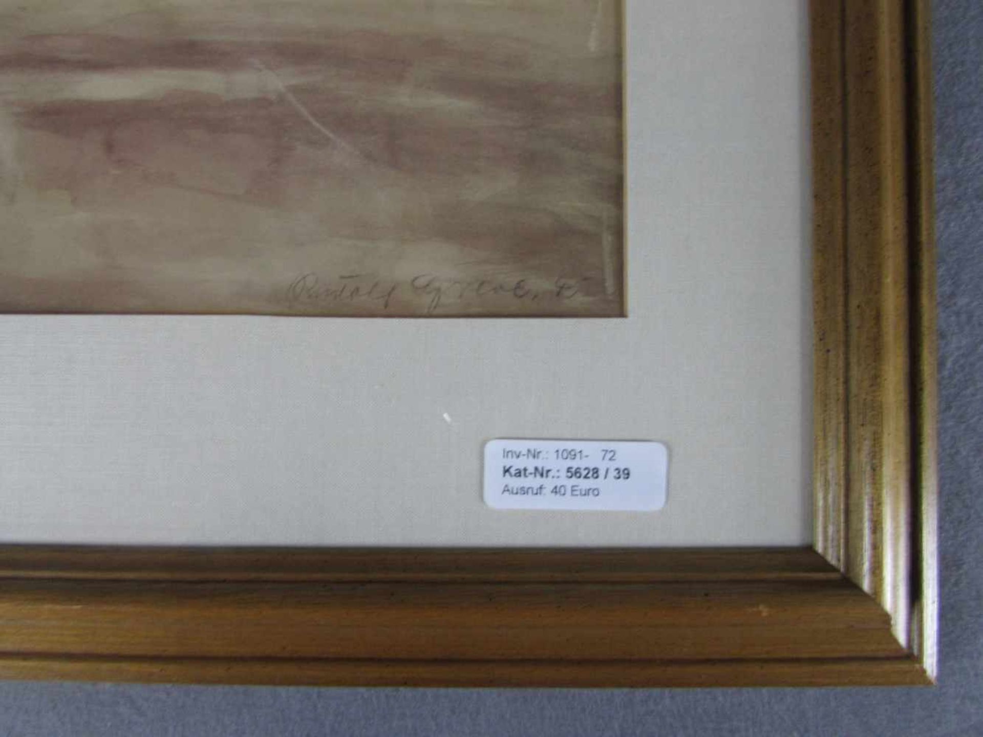 Gemälde, Aquarell?, Moorlandschaft, in Passepartout, Rudolf Grere signiert unten rechts, unten links - Bild 3 aus 5