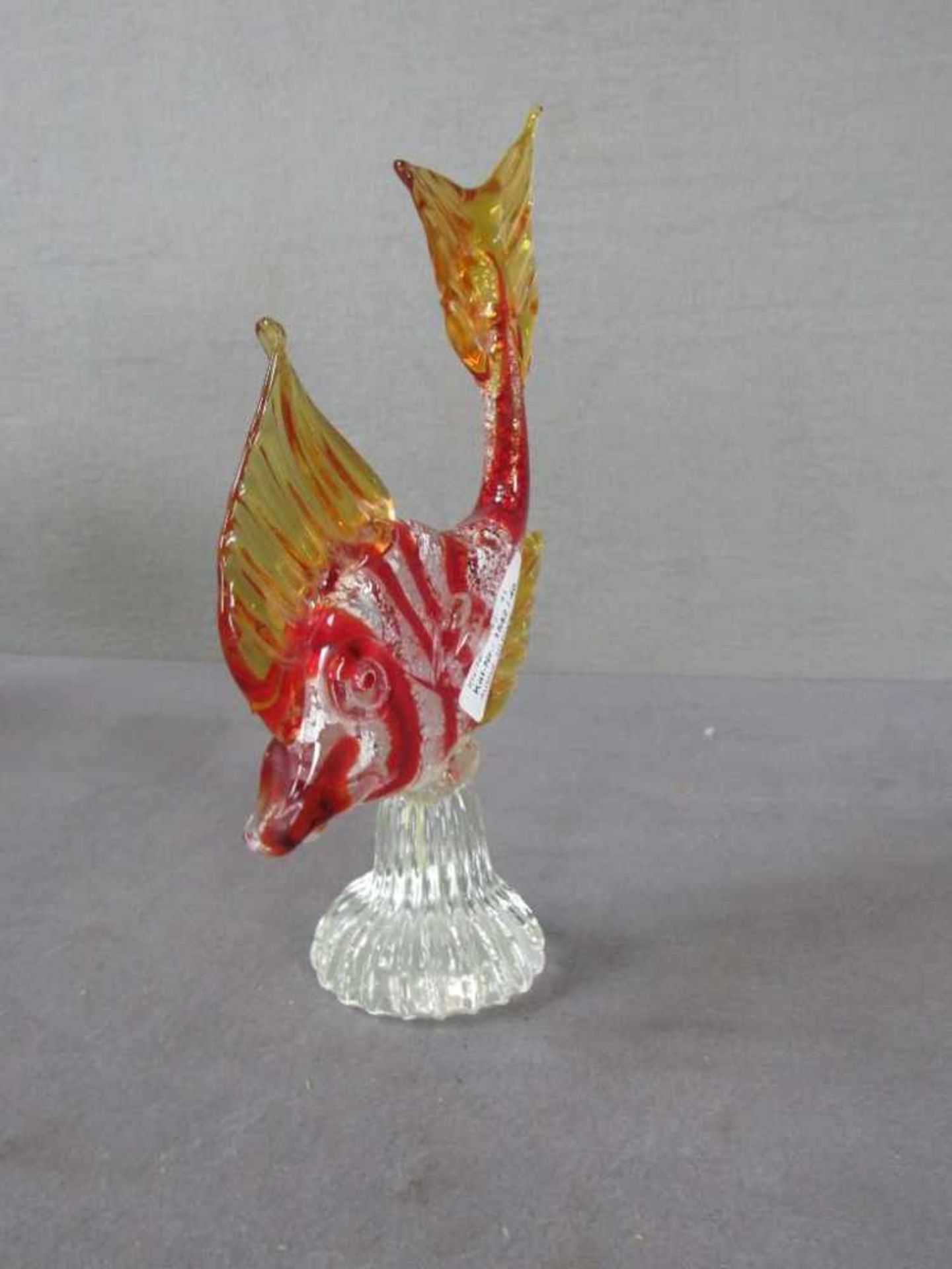 Glasskulptur Fisch gelabelt Venedig Silberflitter 26cm hoch - Bild 2 aus 2