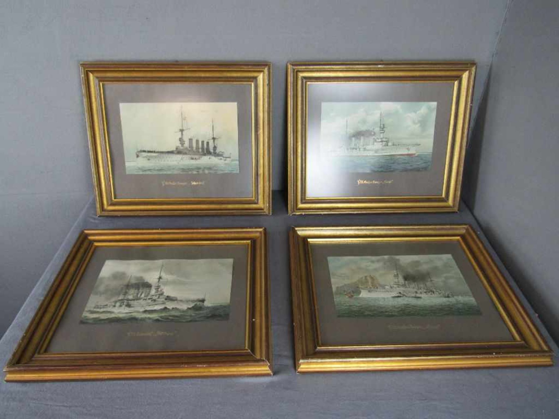 Konvolut von 8 gerahmten Bildern, Darstellungen von Kriegs und Linienschiffen des 1. WK, schönes - Image 4 of 7