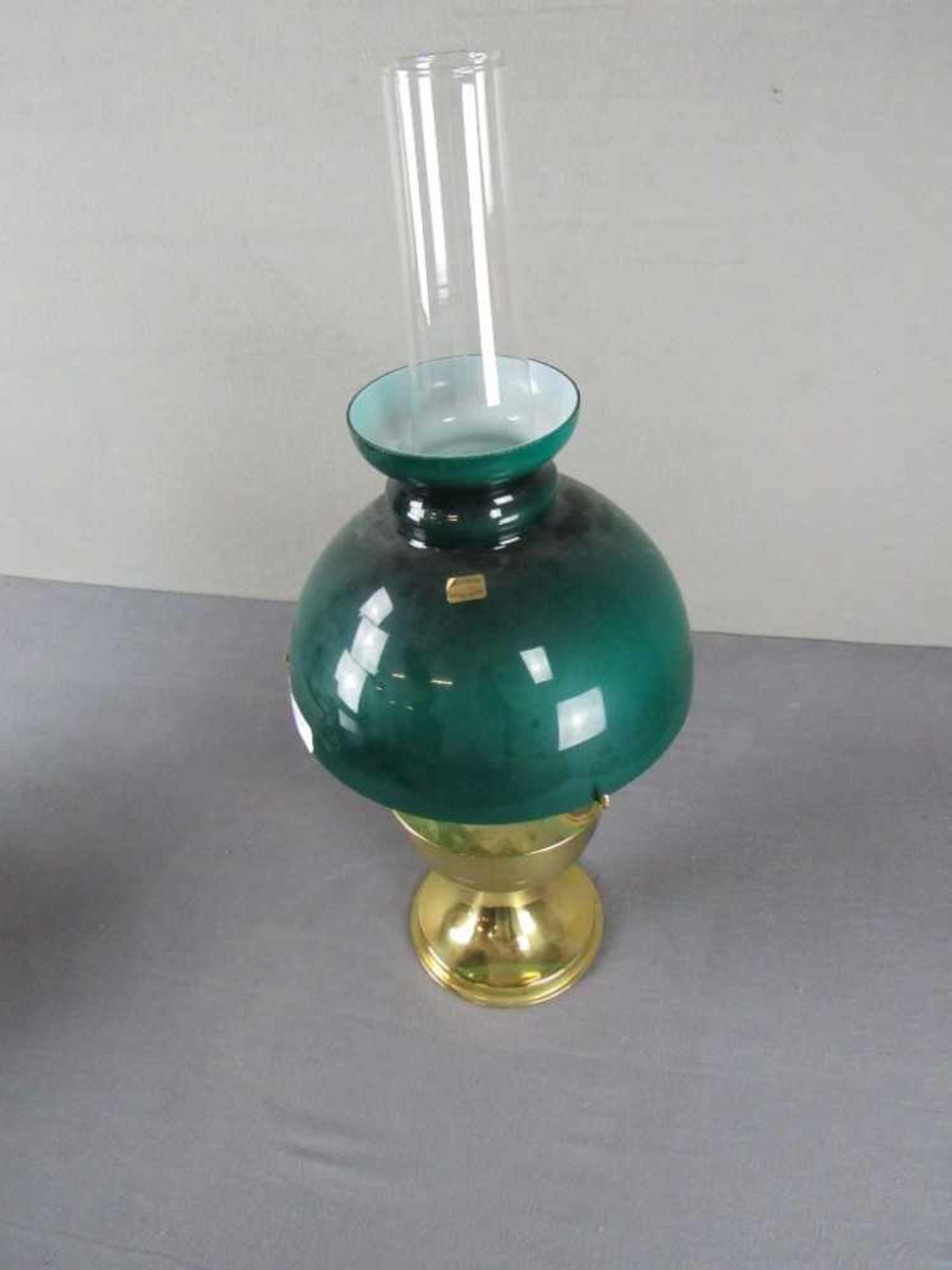 Schöne Petroleumlampe petrolfarbener Schirm 60cm hoch - Bild 3 aus 3