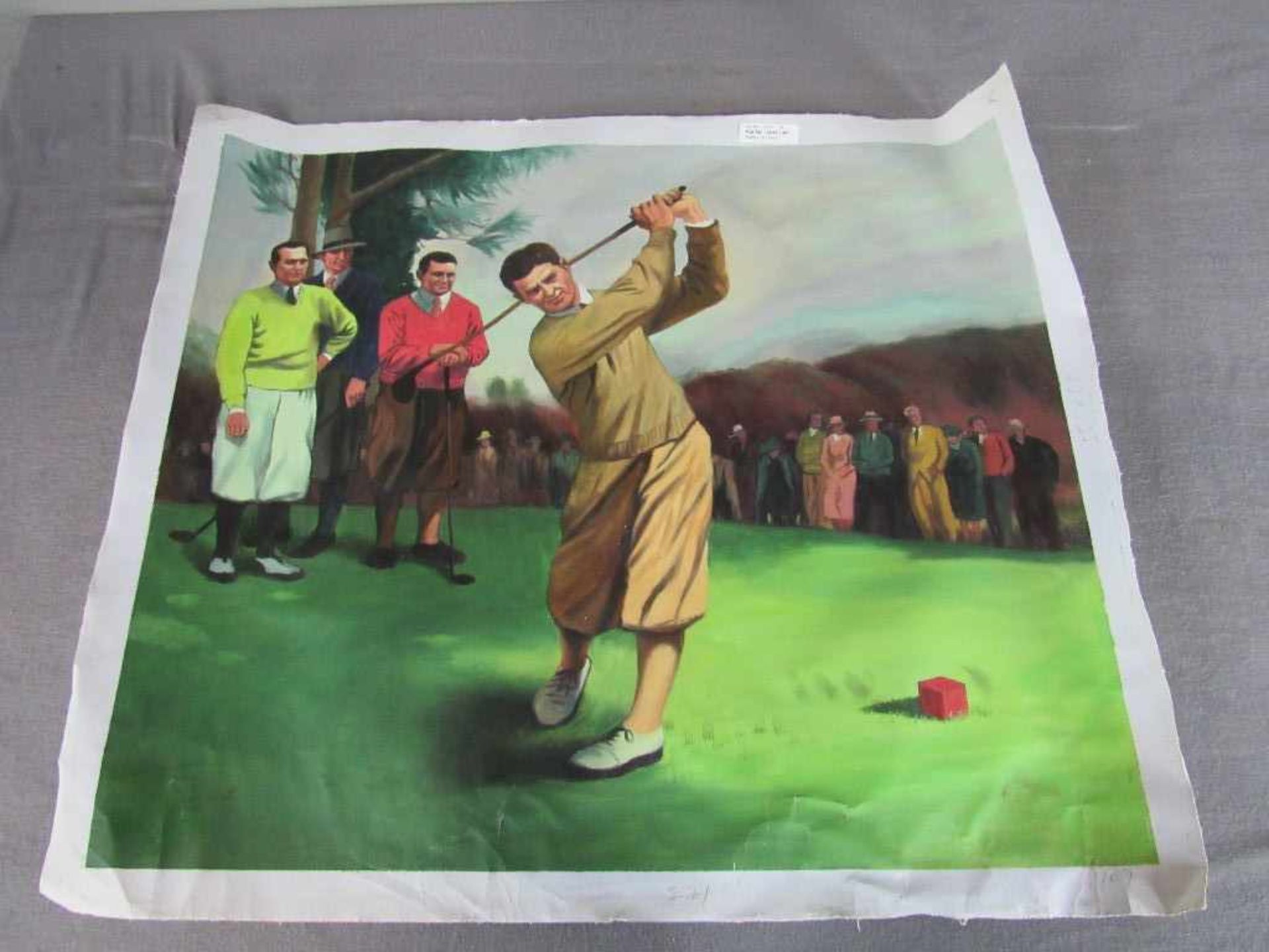 Ölbild Golferei Golfspieler auf Leinwand ca.72x62cm
