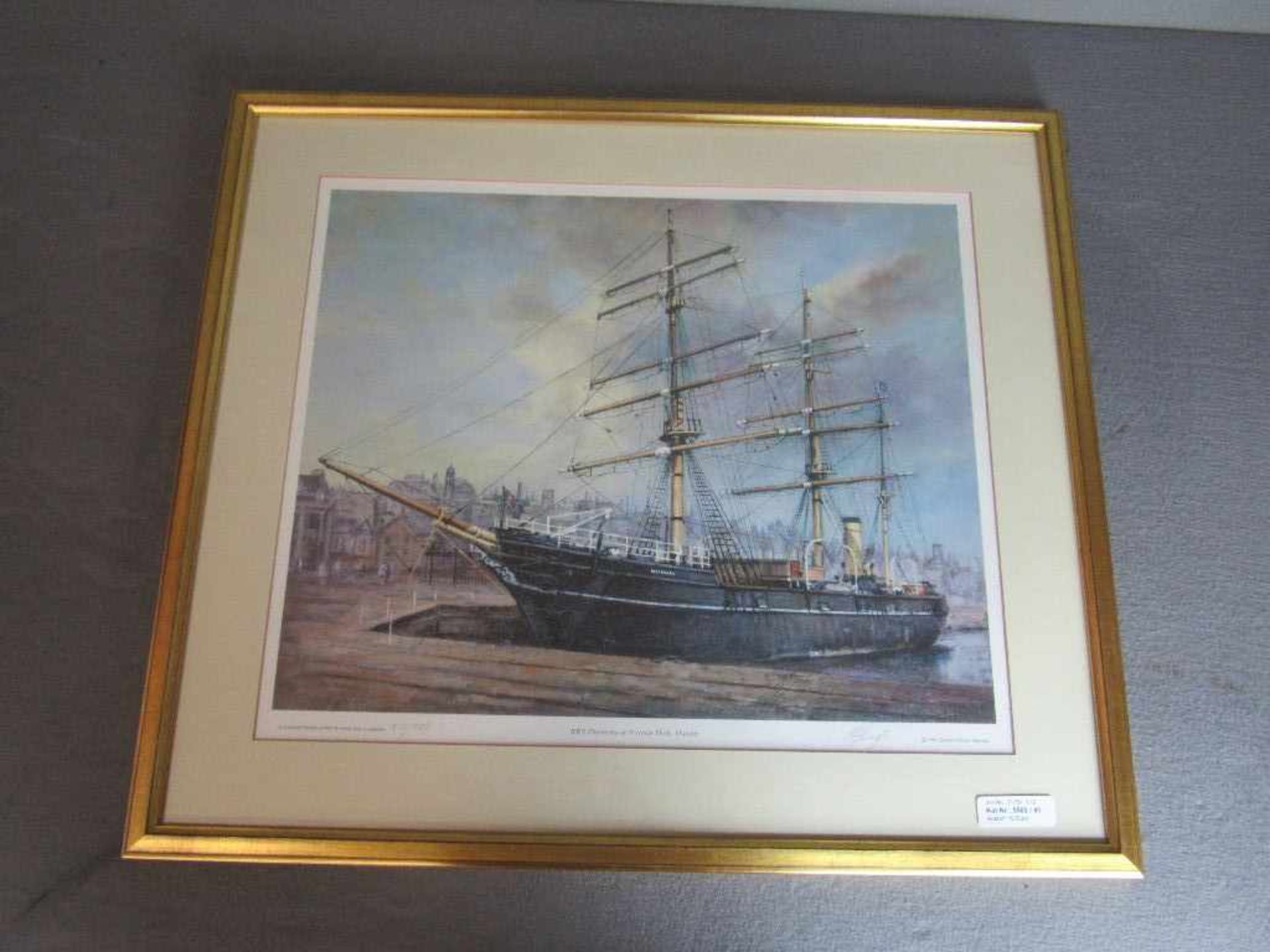 Grafik limitiert englisches Schiff ca.66x57cm - Bild 2 aus 4