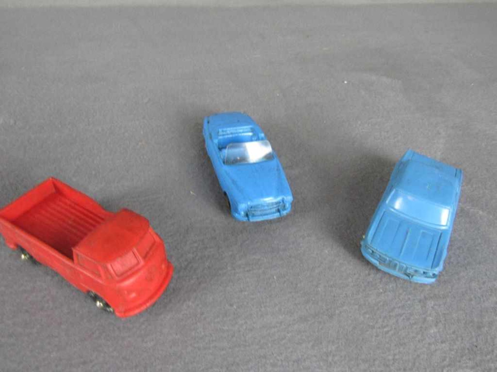 3 Gummi Modellautos, 50er Jahre