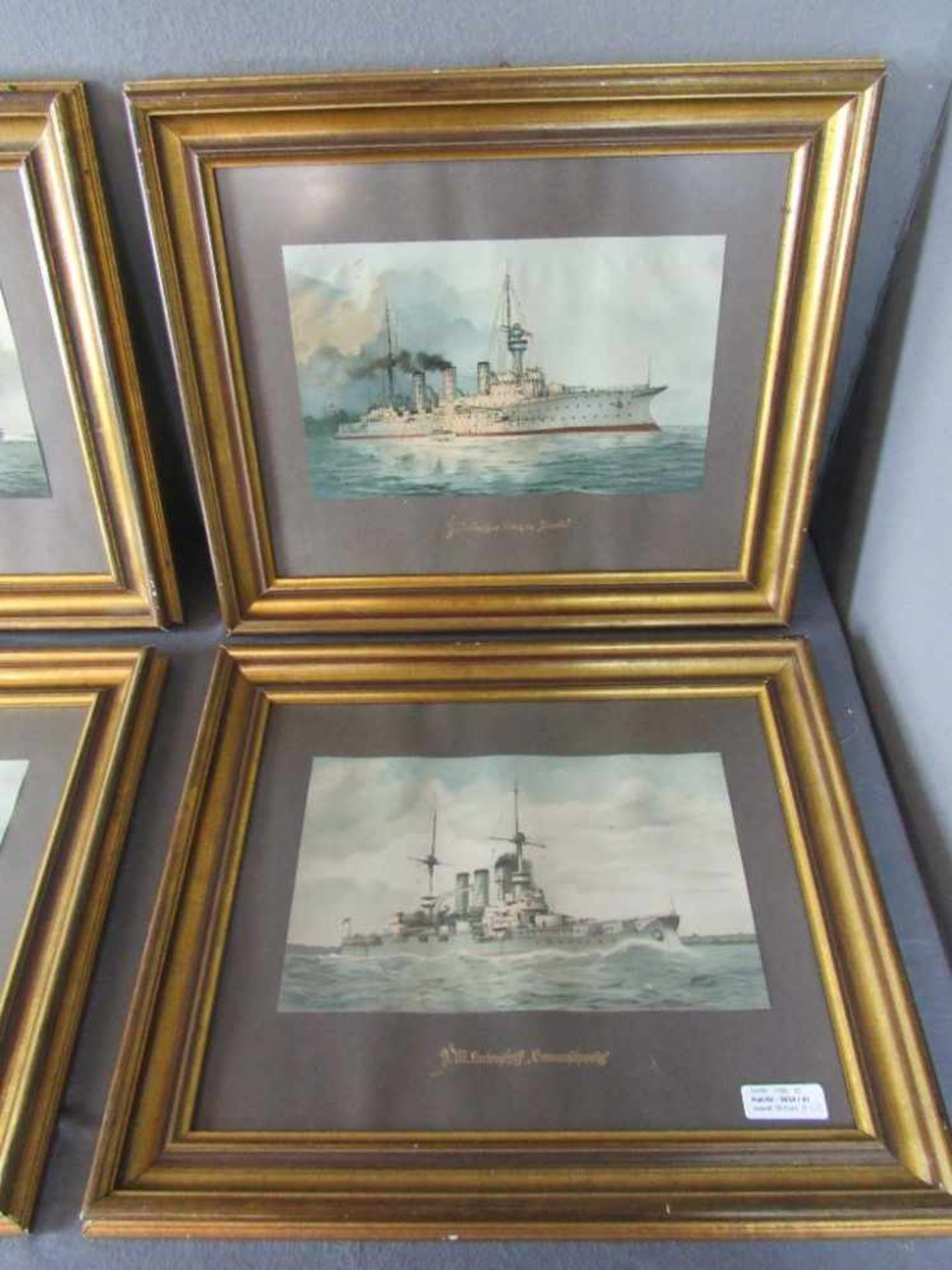 Konvolut von 8 gerahmten Bildern, Darstellungen von Kriegs und Linienschiffen des 1. WK, schönes - Image 2 of 7