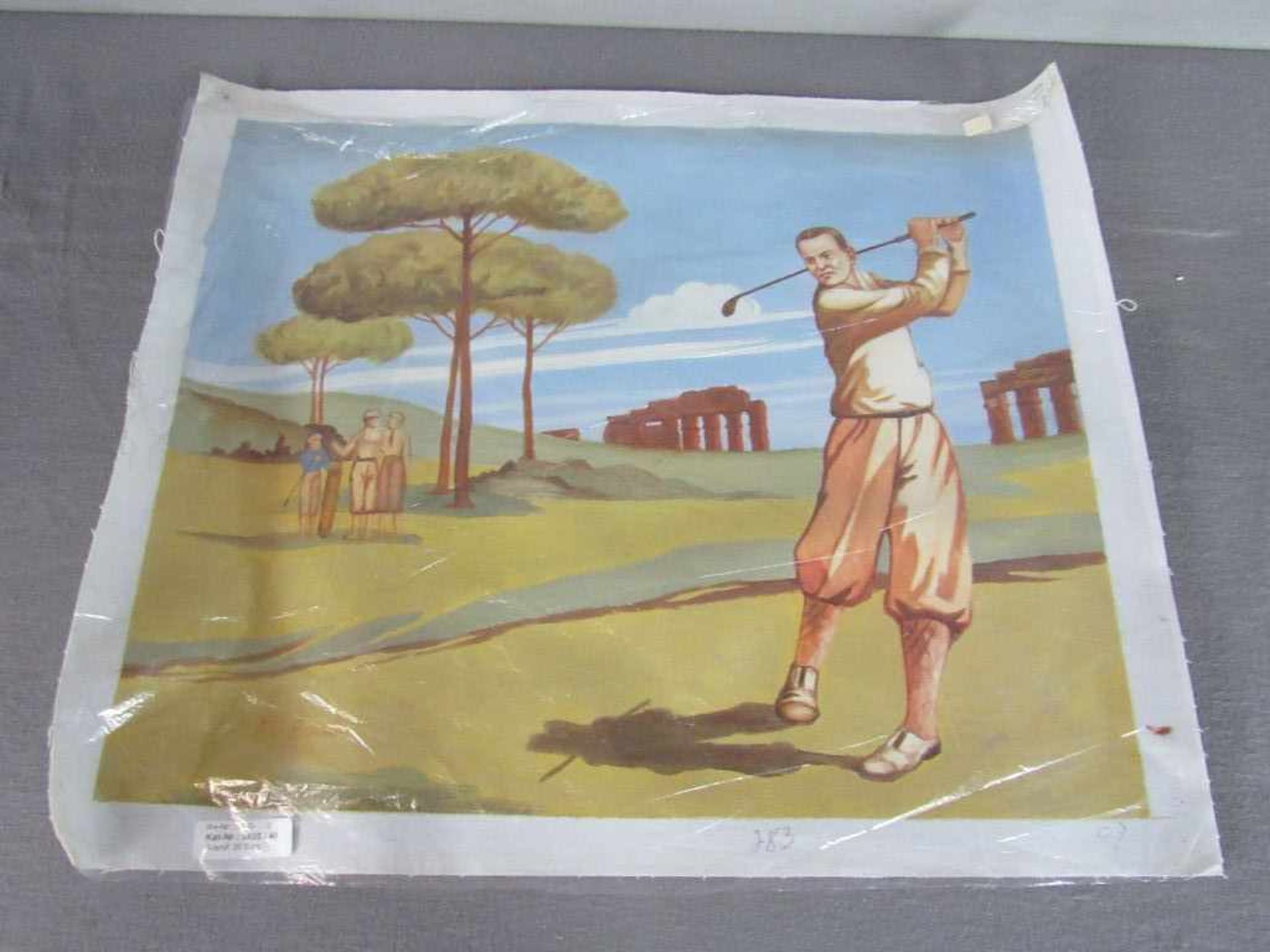 Ölbild Golferei Golfspieler auf Leinwand ca.60x51cm