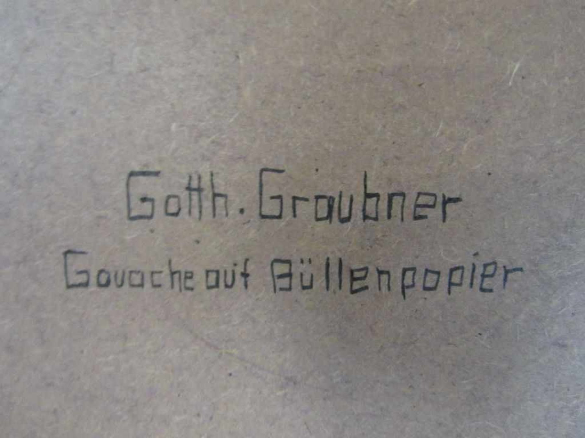 Gemälde hinter Glas auf Büttenpapier bezeichnet Gotth. Graubner 75x55cm - Image 5 of 5