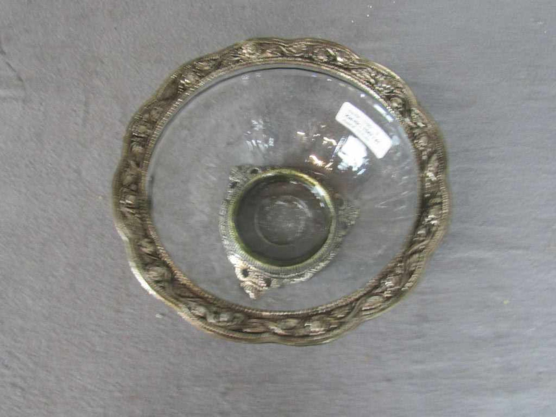Glasschale mit versilberster Montur 22cm Durchmesser - Bild 2 aus 2