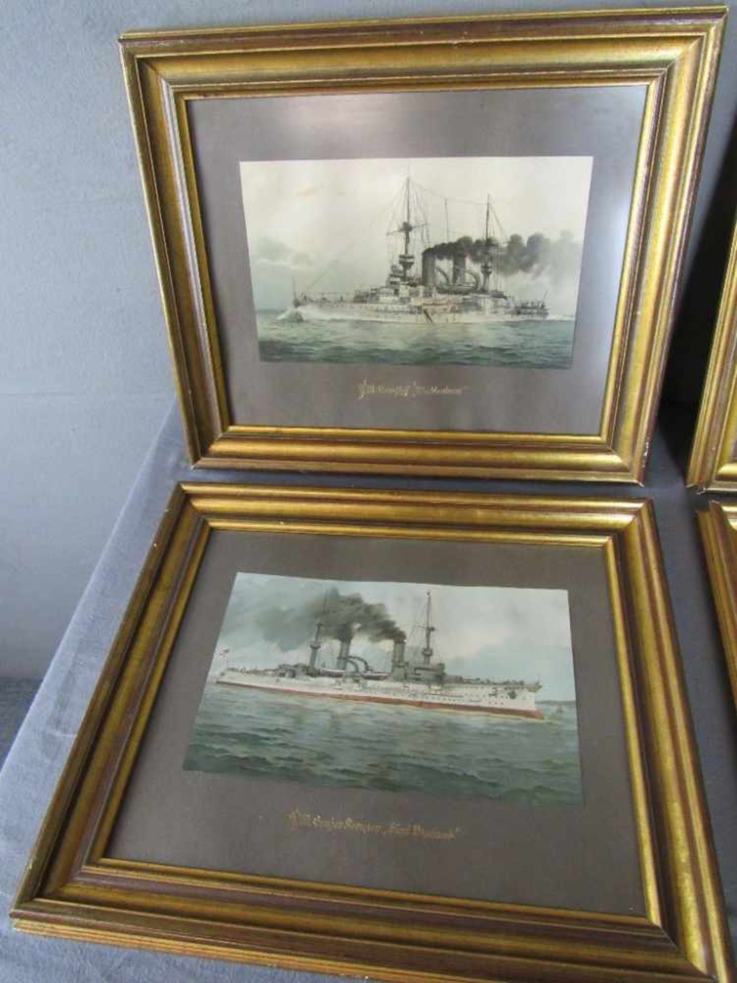 Konvolut von 8 gerahmten Bildern, Darstellungen von Kriegs und Linienschiffen des 1. WK, schönes - Image 3 of 7