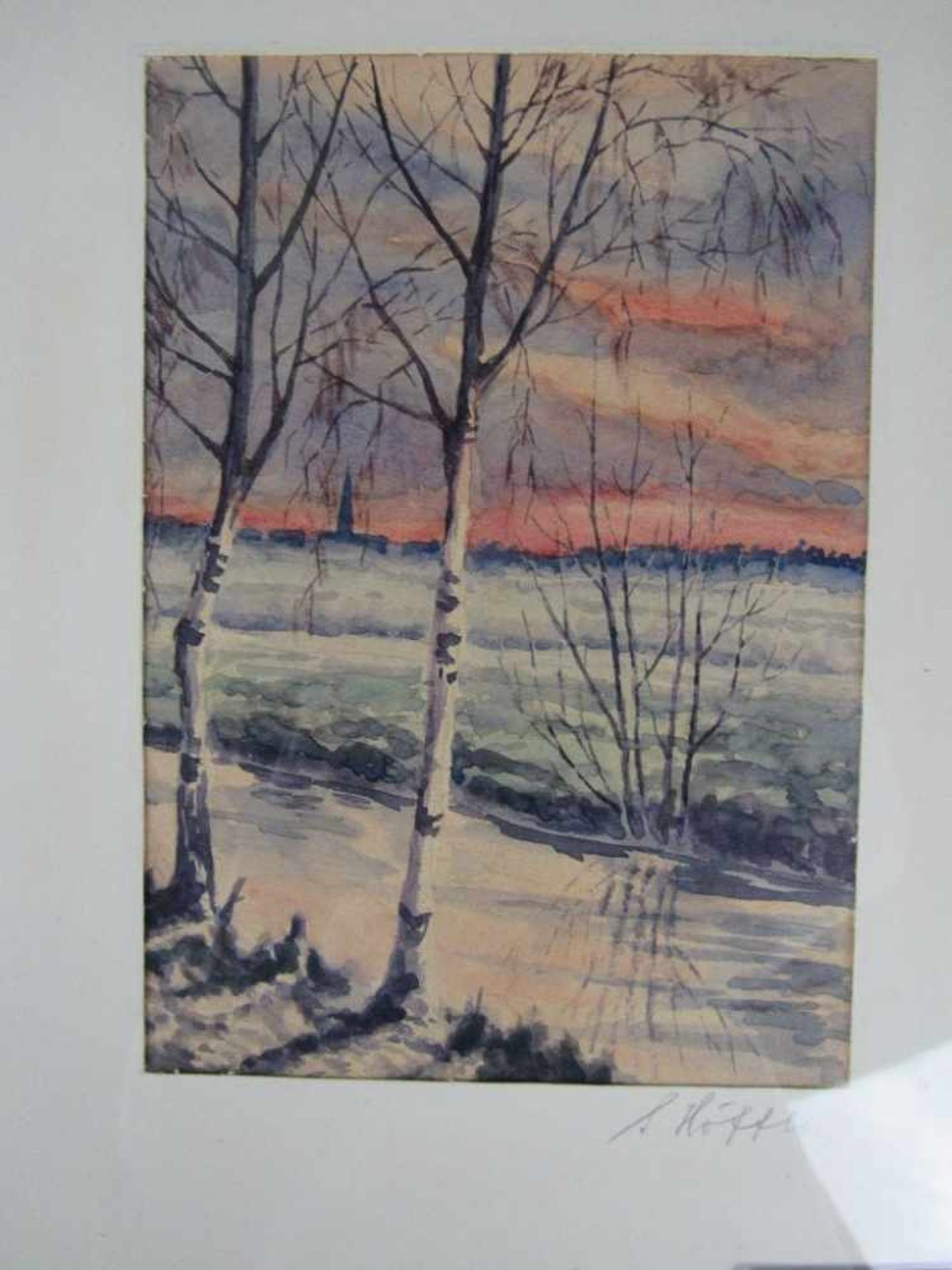 Aquarell Birke im Herbst signiert 36x29cm