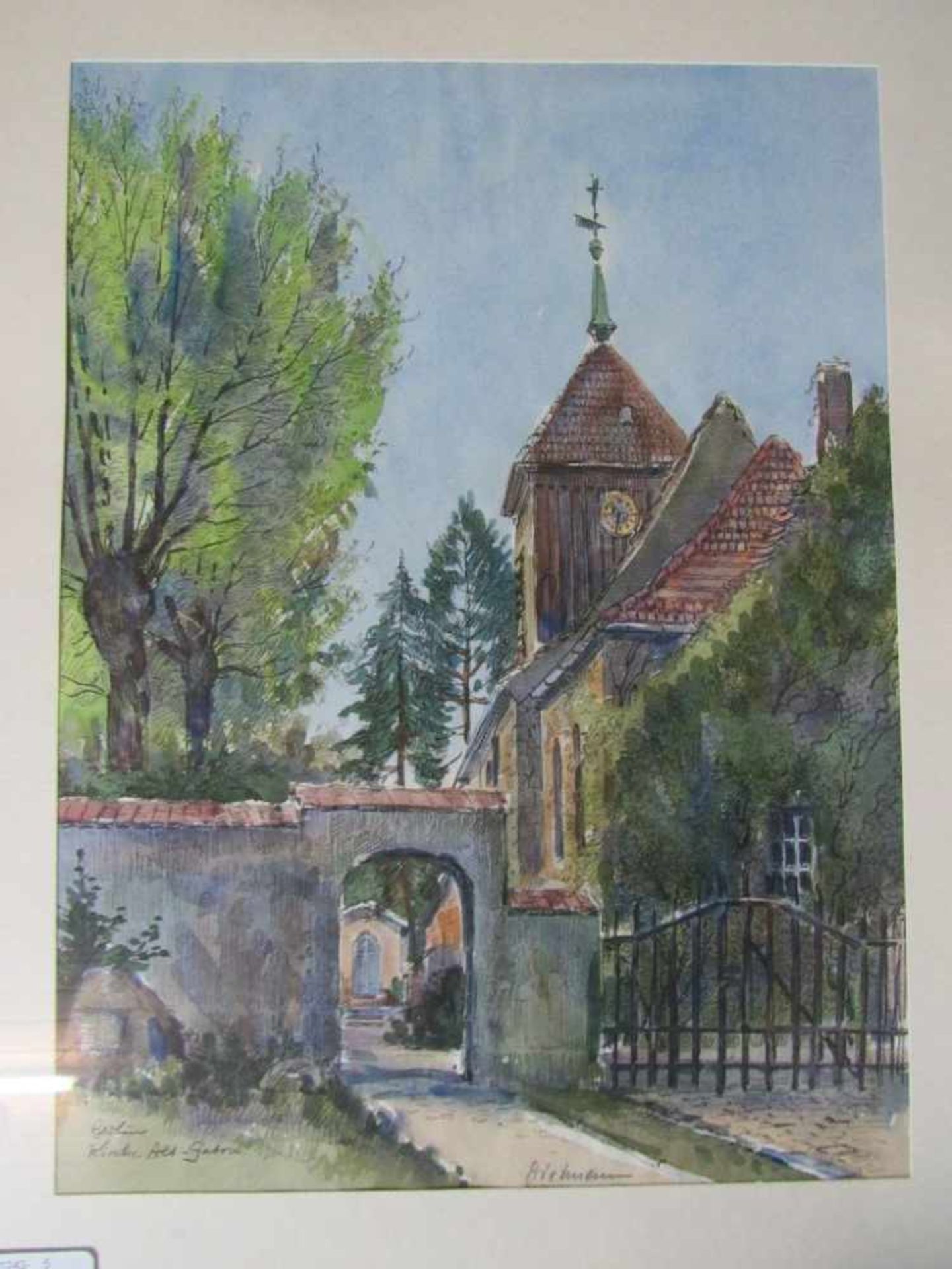 Aquarell gerahmt Berlin Kirche Altgato signiert Diekmann 42x52cm- - -20.00 % buyer's premium on