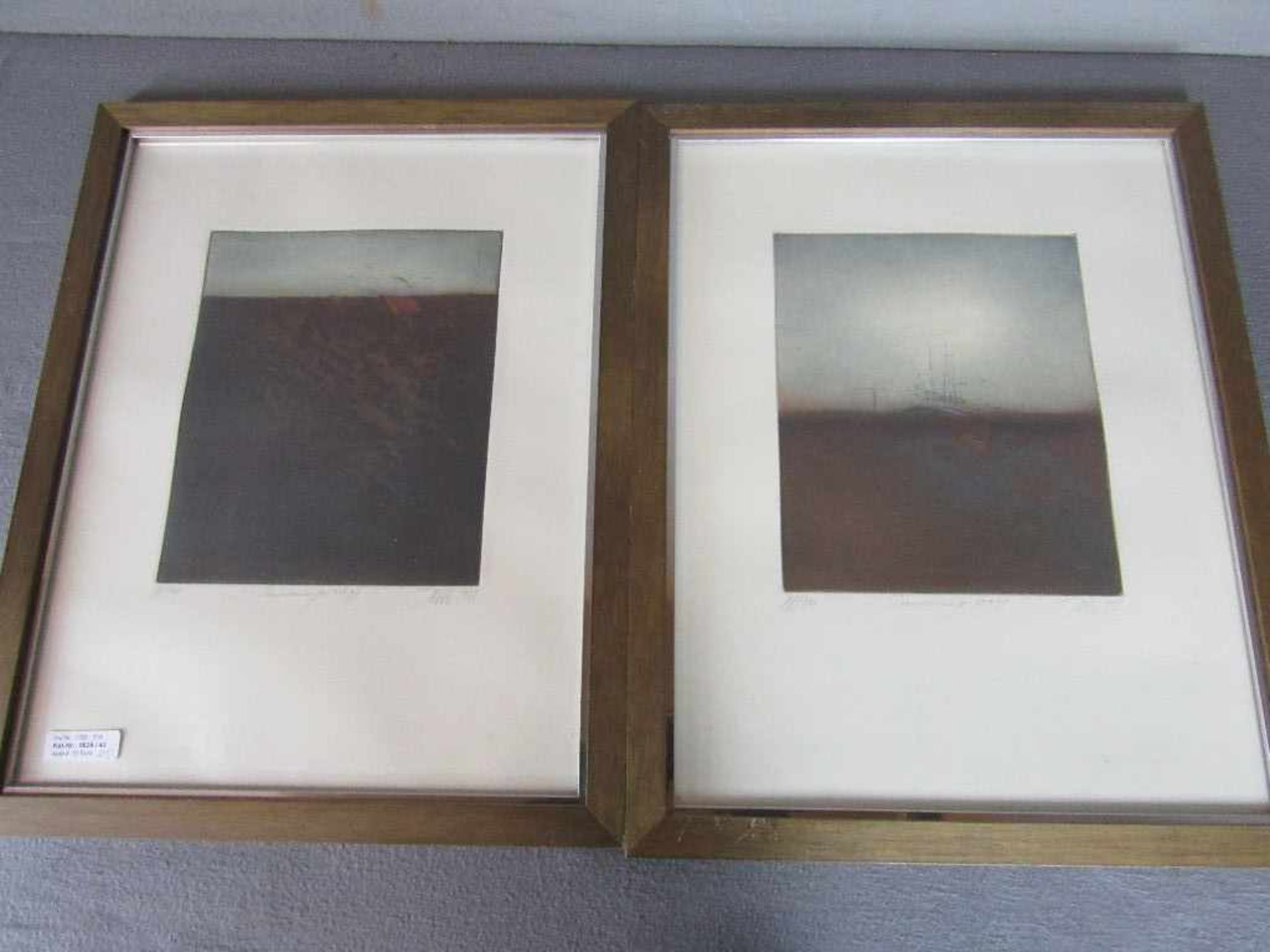 Zwei Landschaftsgrafiken 70er Jahre in originaler Leiste signiert 56x44cm- - -20.00 % buyer's