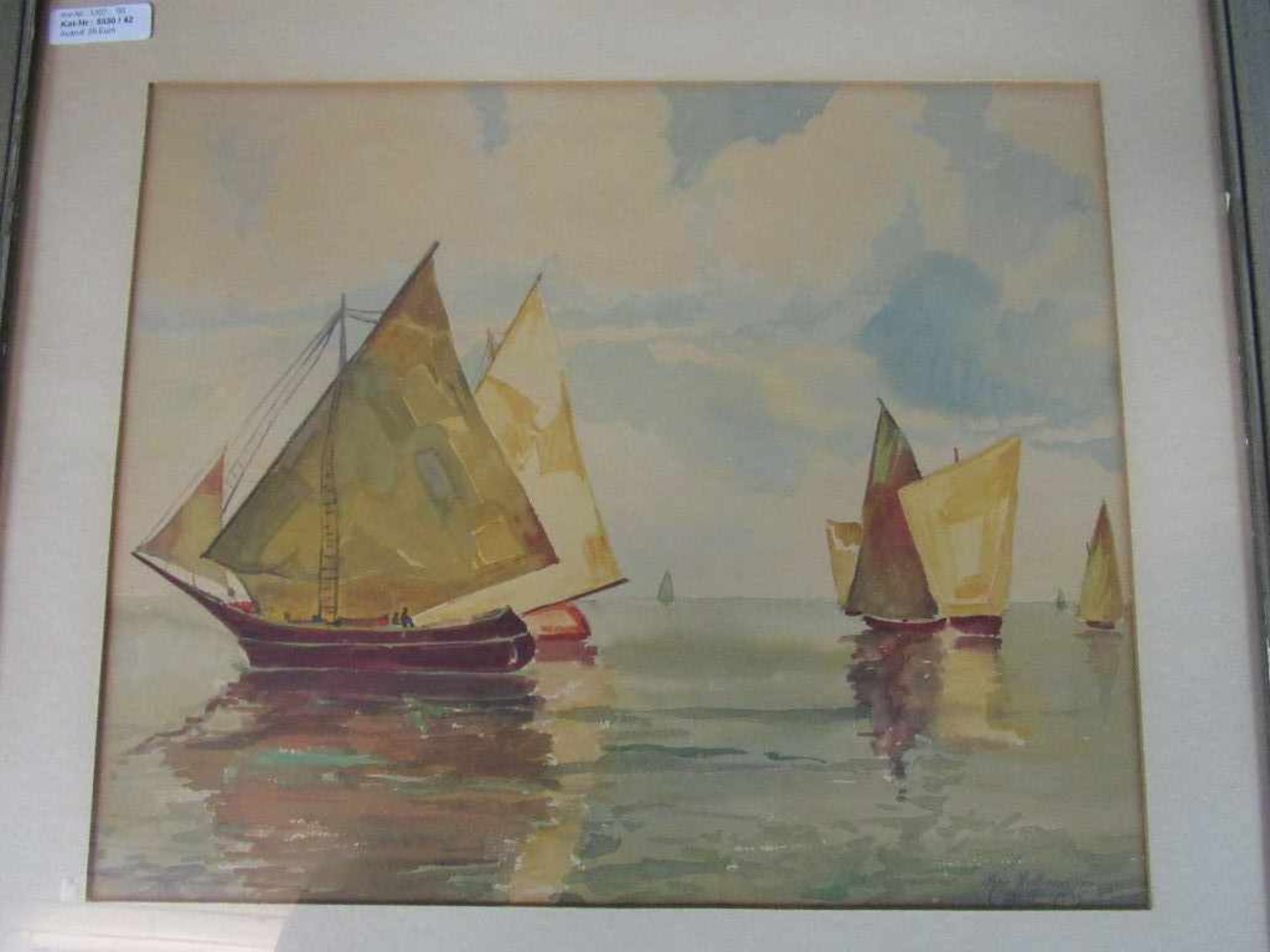 Aquarell Hoffmann Theo Segelboote bei ruhiger See Maß:61x71cm- - -20.00 % buyer's premium on the