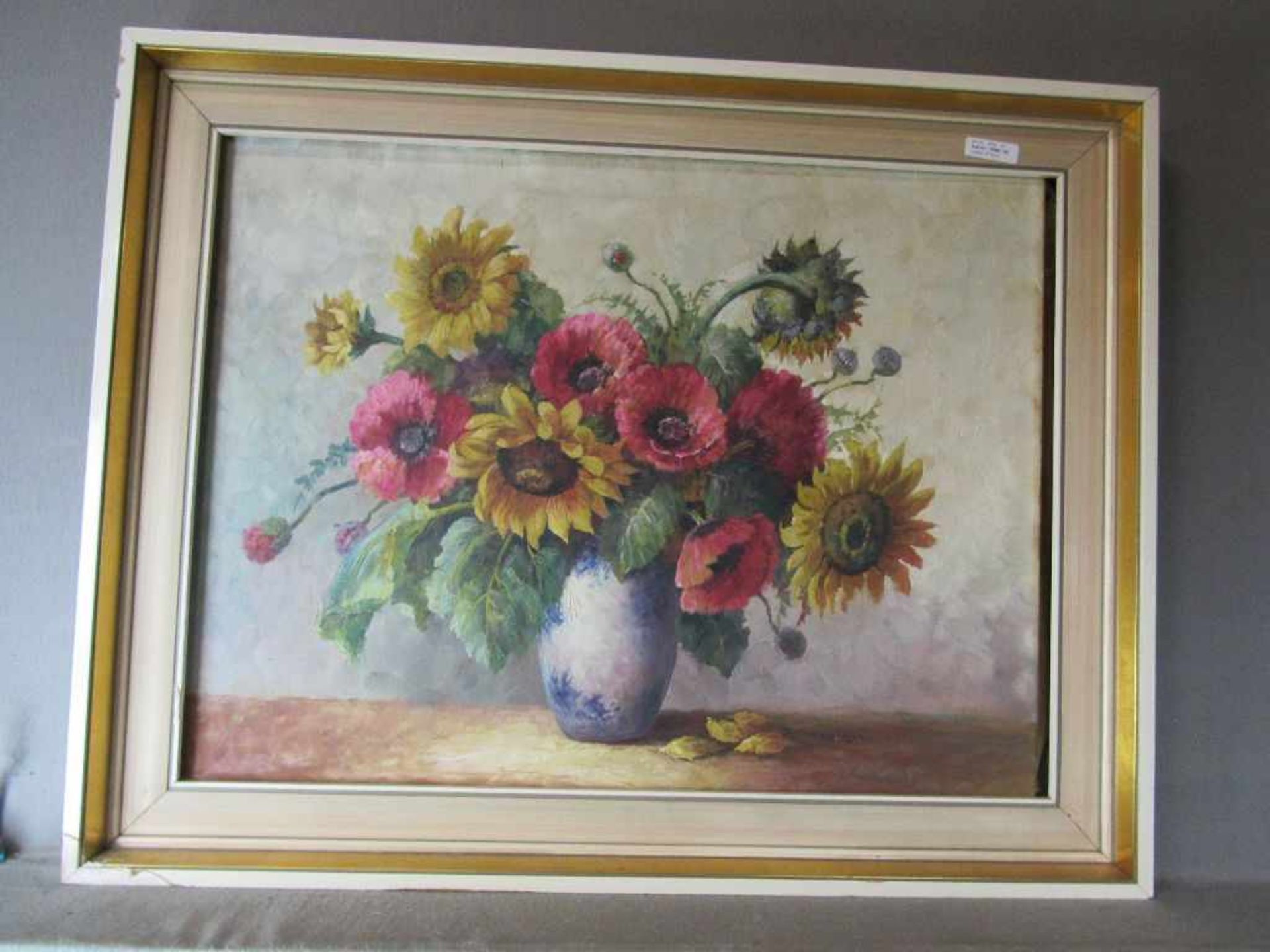 Ölgemälde Blumenstillleben Öl auf Leinwand Krüger 74x95cm- - -20.00 % buyer's premium on the - Image 2 of 4