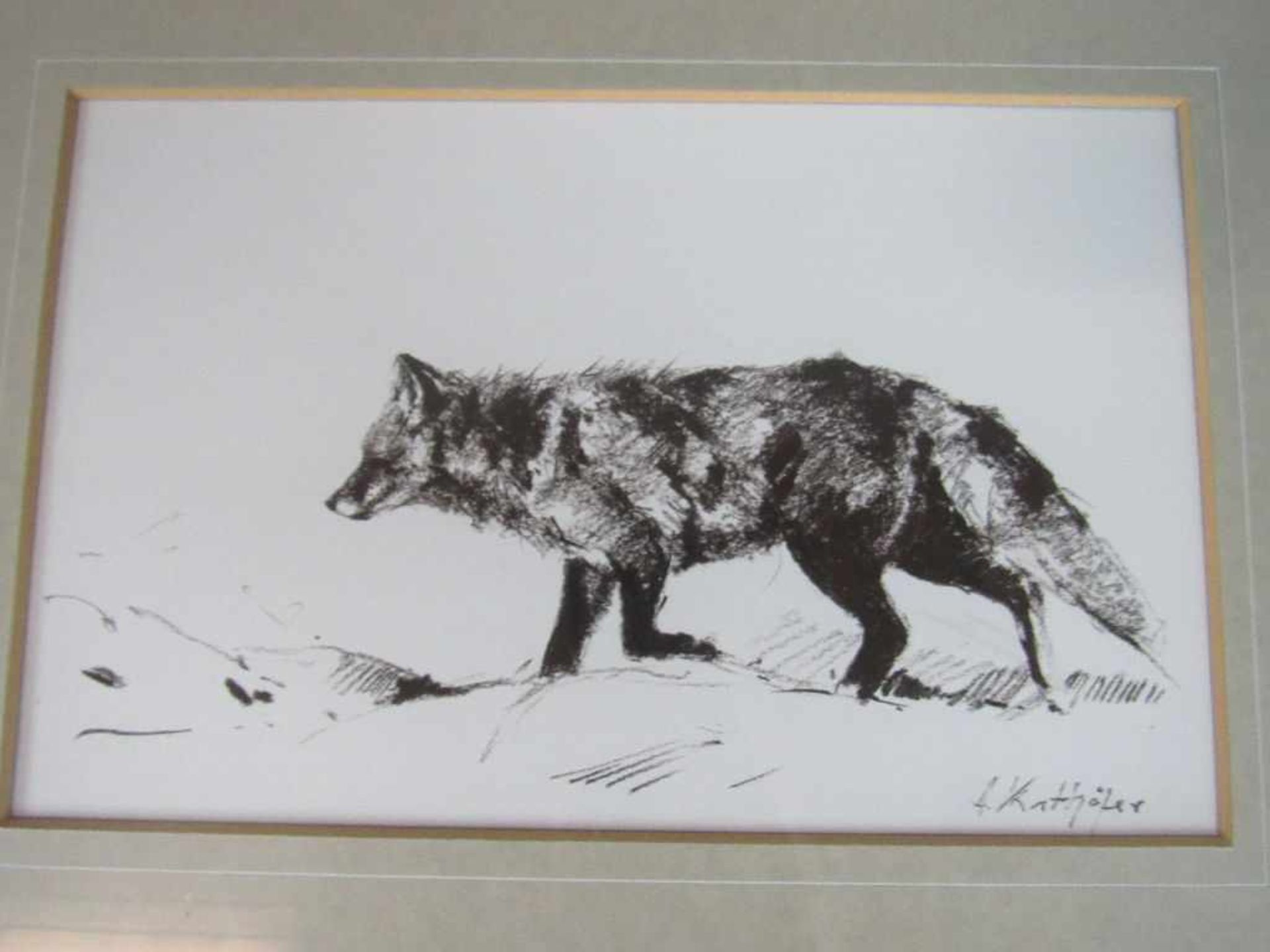 Kreidezeichnung Fuchs Katthöfer 48x38cm- - -20.00 % buyer's premium on the hammer price19.00 % VAT